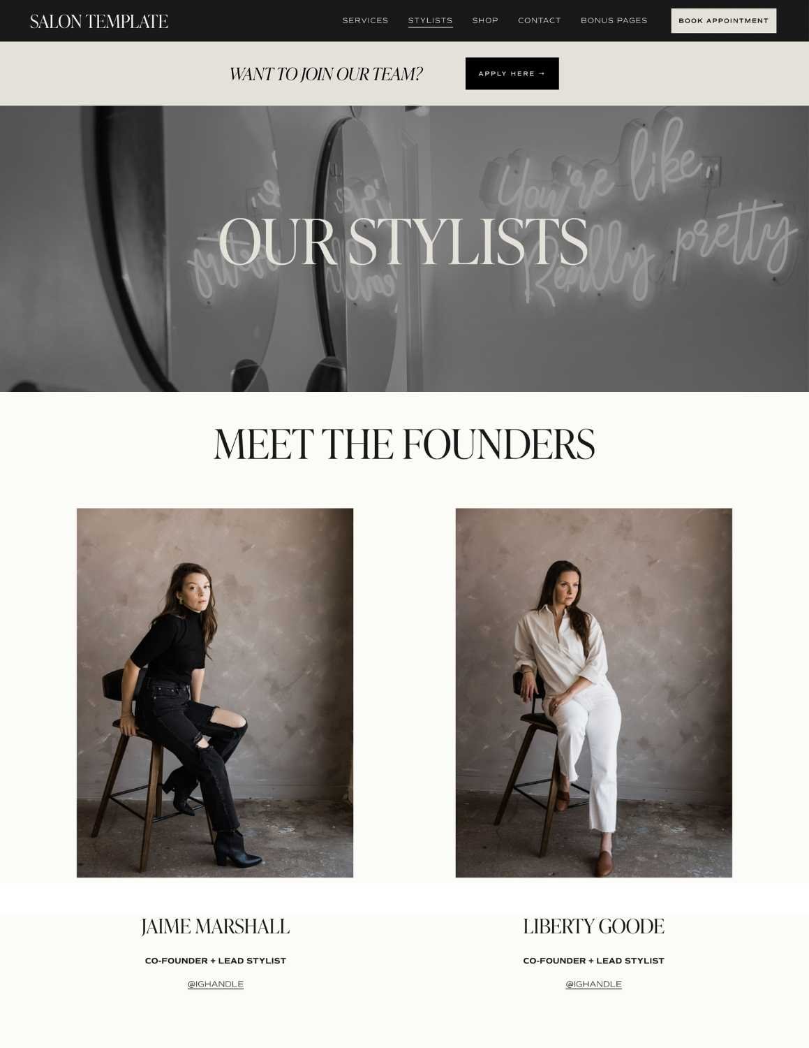 Squarespace Salon Template