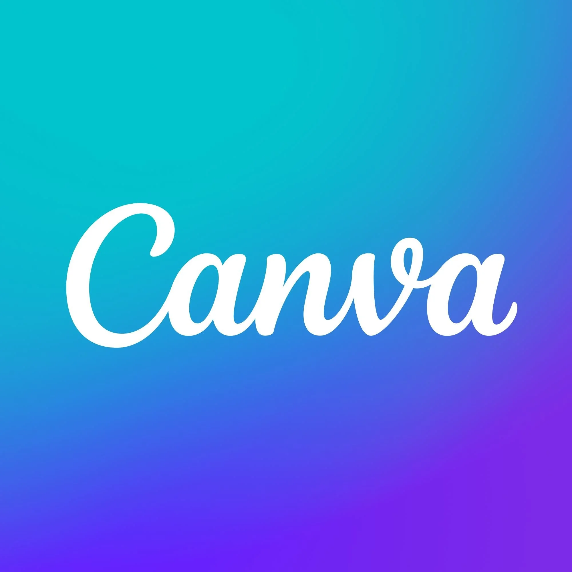 The Canva logo on a vibrant, gradient background transitioning from cyan to purple.