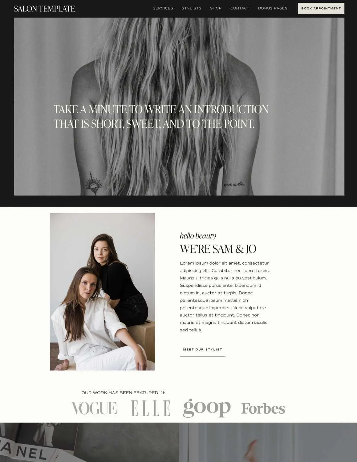 Squarespace Salon Template