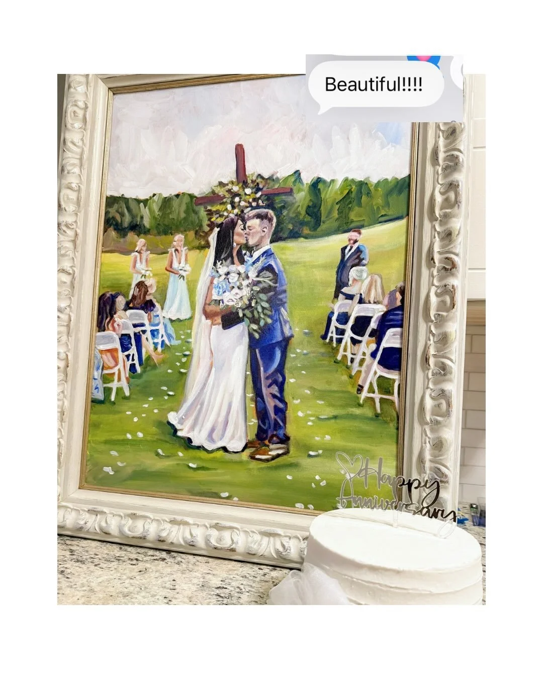 It makes my heart happy to see how each couple displays and frames their painting 🤍. Each with their own style and taste. Here&rsquo;s a few! :