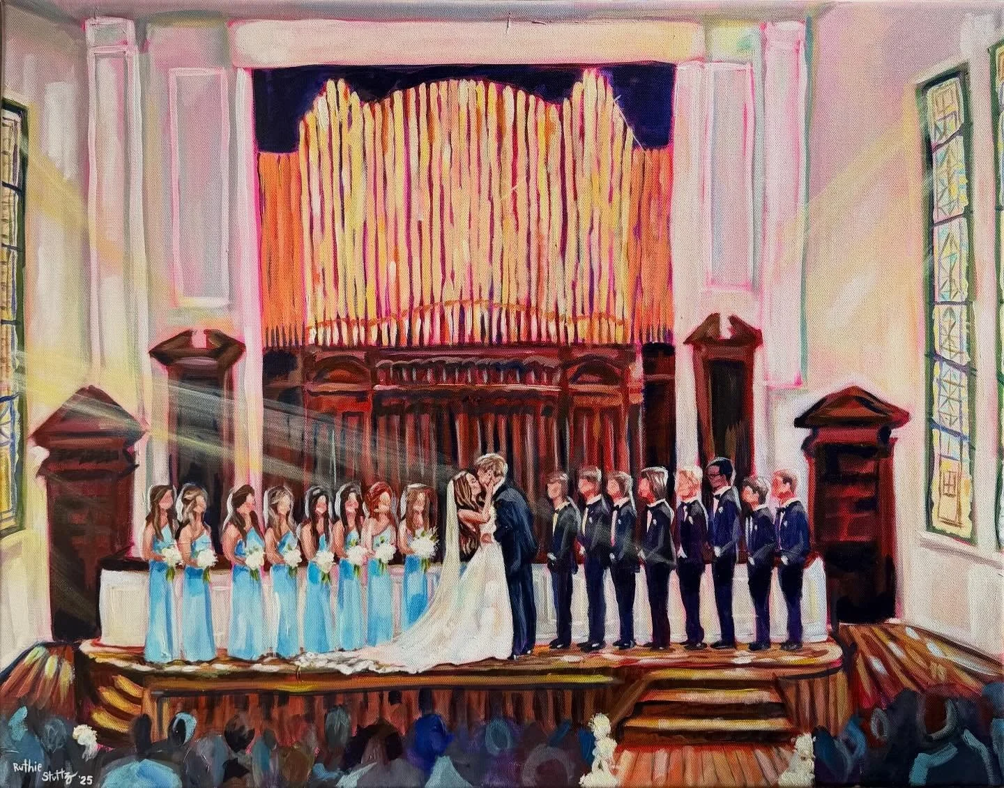 The Paquette&rsquo;s wedding commission painting !

Realized I never posted the final shots of this beauty 🤍

This is a 22x28 in acrylic.

📍Grace Church Downtown Greenville