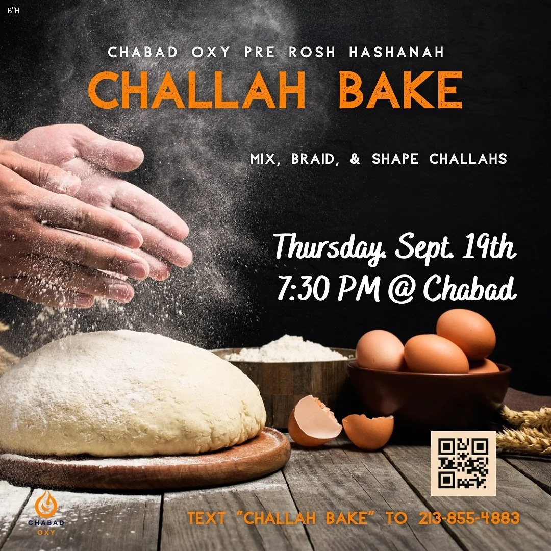 It’s always Challah Time!!
Challah bake this Thursday, Sept 19 at 7:30.
Text “challah bake” to the bot to join the fun.
What’s your favorite challah topping?