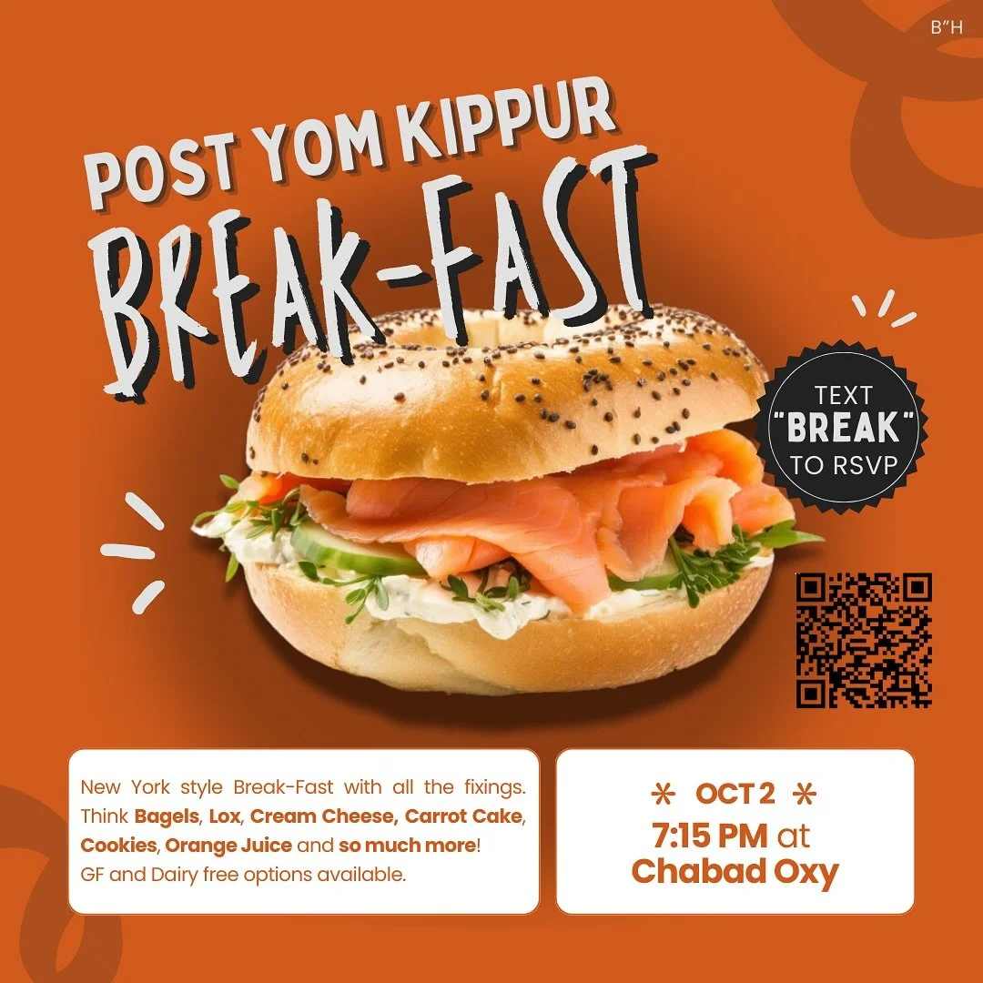 Yom Kippur at Chabad Oxy✨ 

Full services available. Drop in anytime to connect on this soulful day. Come for a service or just for Break-fast❤️

Wednesday, Oct 1 at 6:15 Kol Nidrei-opening service 
Thursday, Oct 2
Morning service from 9:30 
Neila cl
