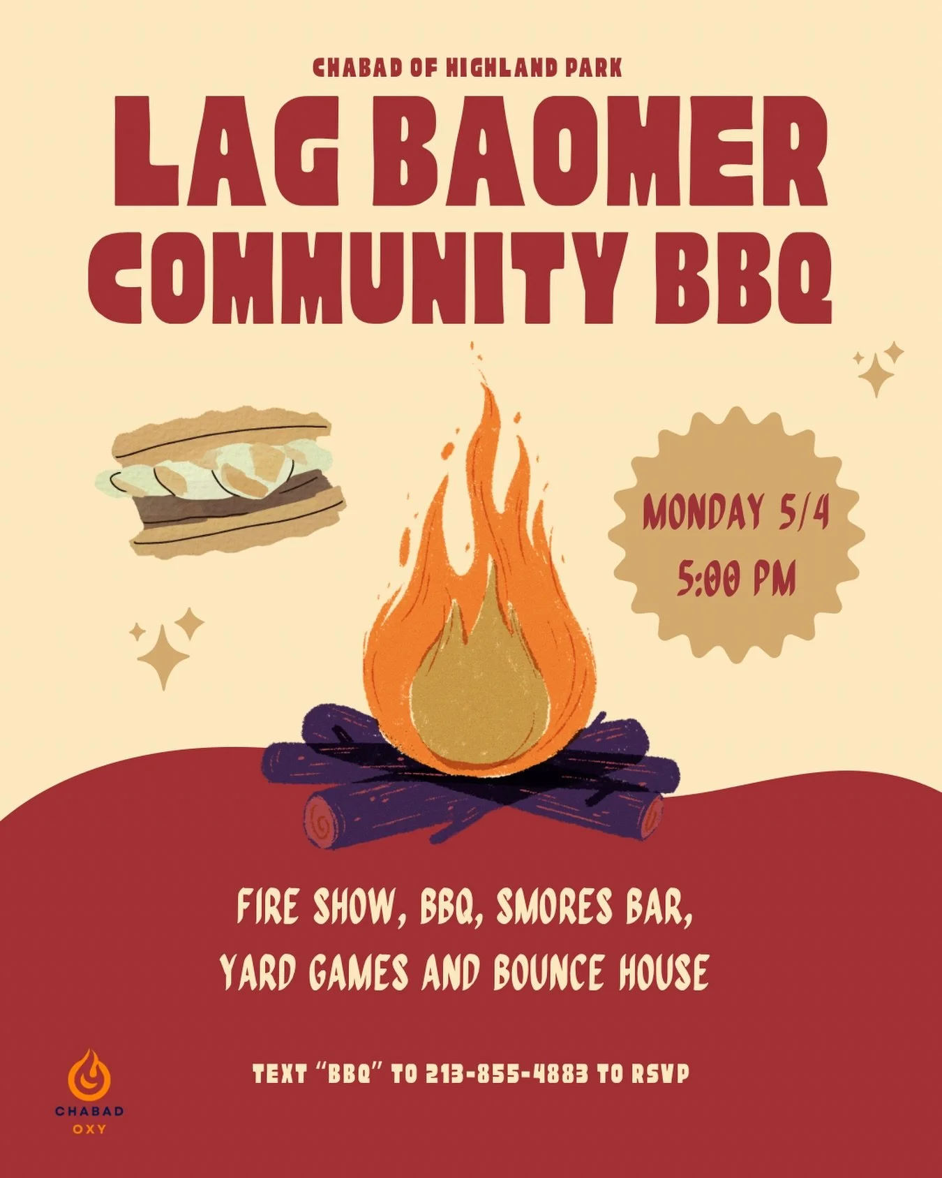 A night of fire, food, and Community 🔥
Join us for a live fire show, BBQ, s&rsquo;mores bar, yard games, and more.

Monday 5/4 &bull; 5:00 PM

Text &ldquo;bbq&rdquo; to 213-855-4883 to rsvp