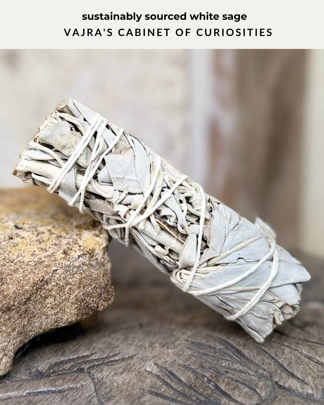 Sustainably sourced white sage &mdash; because where it comes from matters as much as what it does.

Burn it to clear a space, to mark a beginning, or simply to create a moment of intention in your day. Open a window, light the tip, blow it out gentl