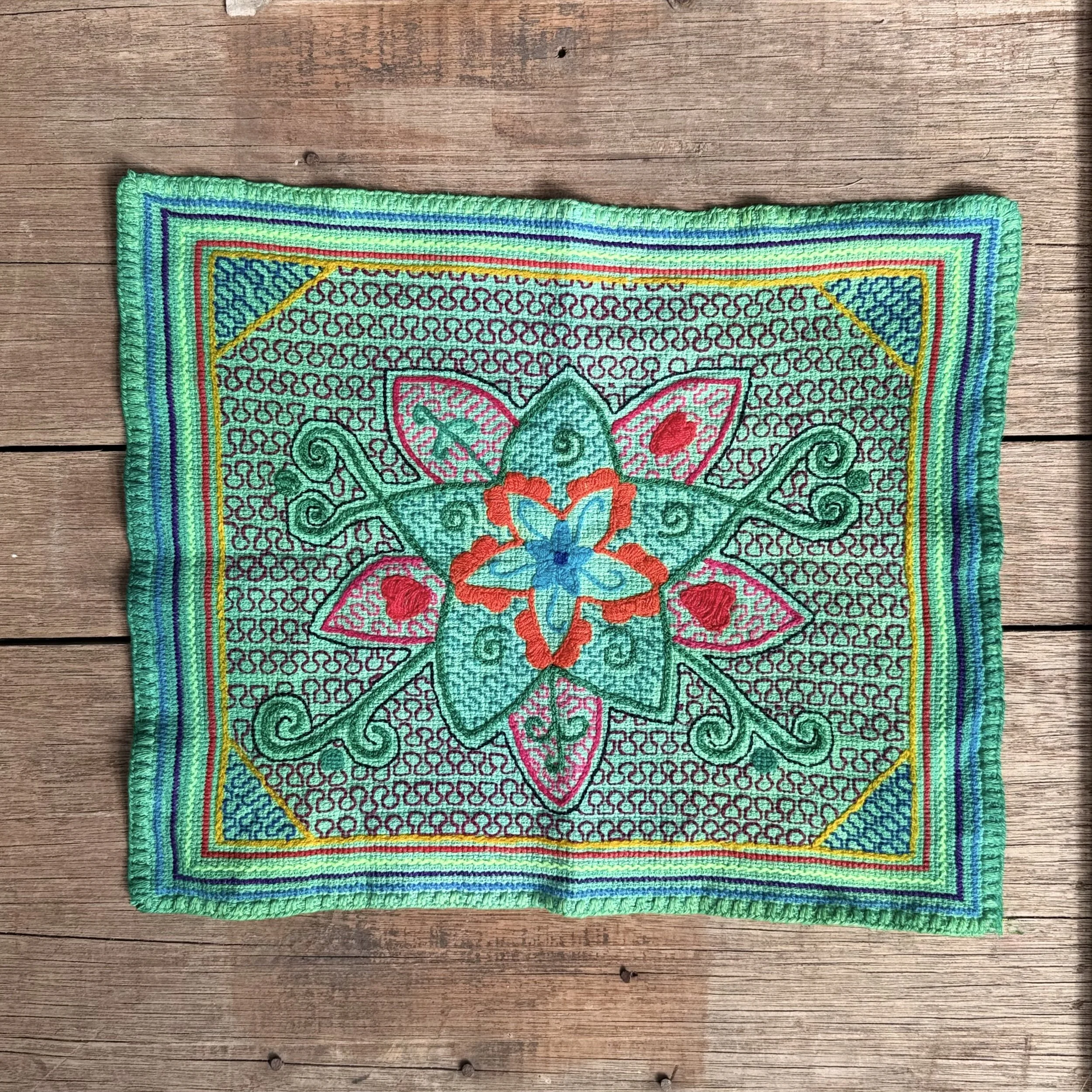 #2 Handmade Embroidered Shipibo Altar Cloth Medium