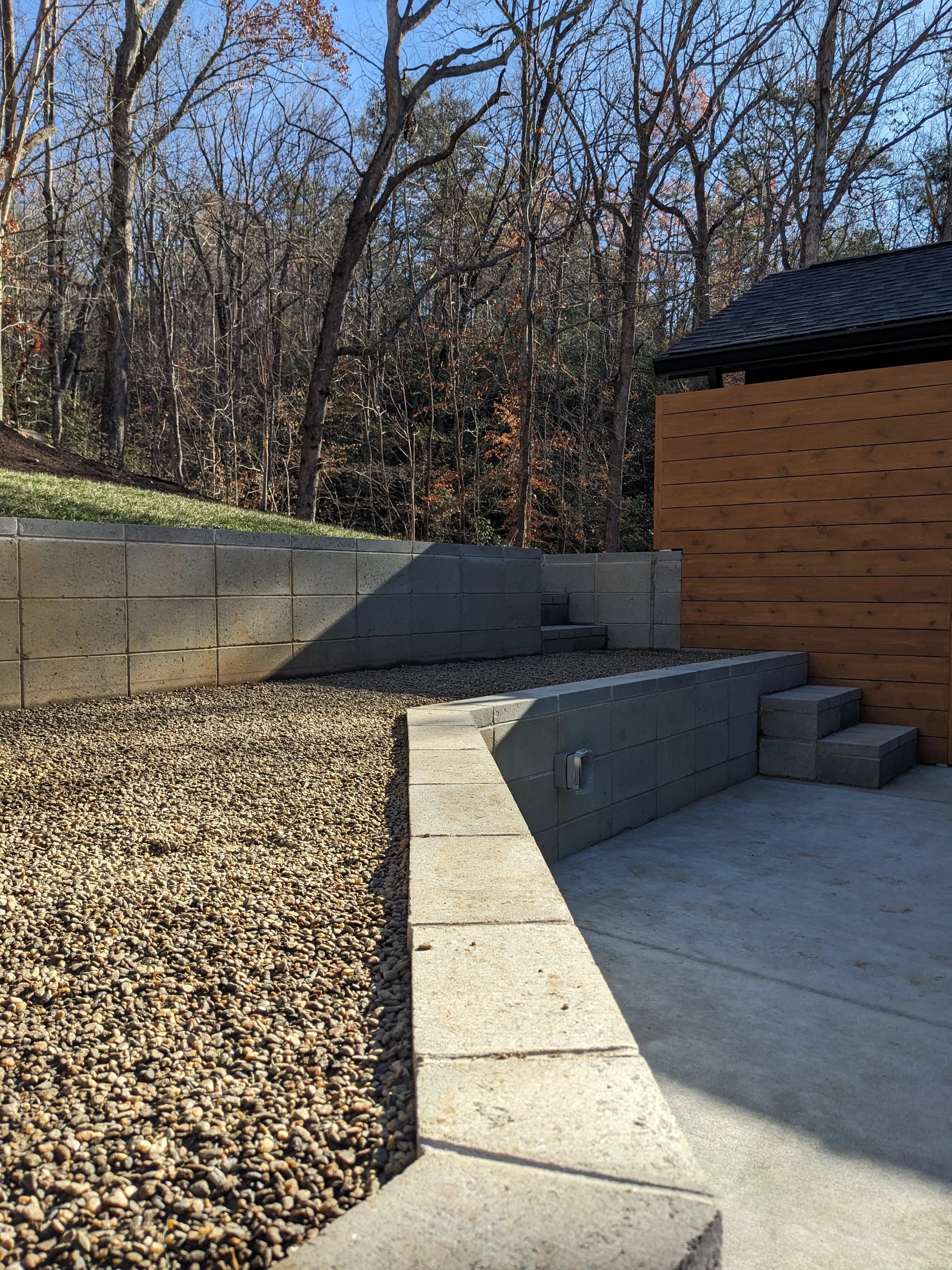 mid-century cabin patio