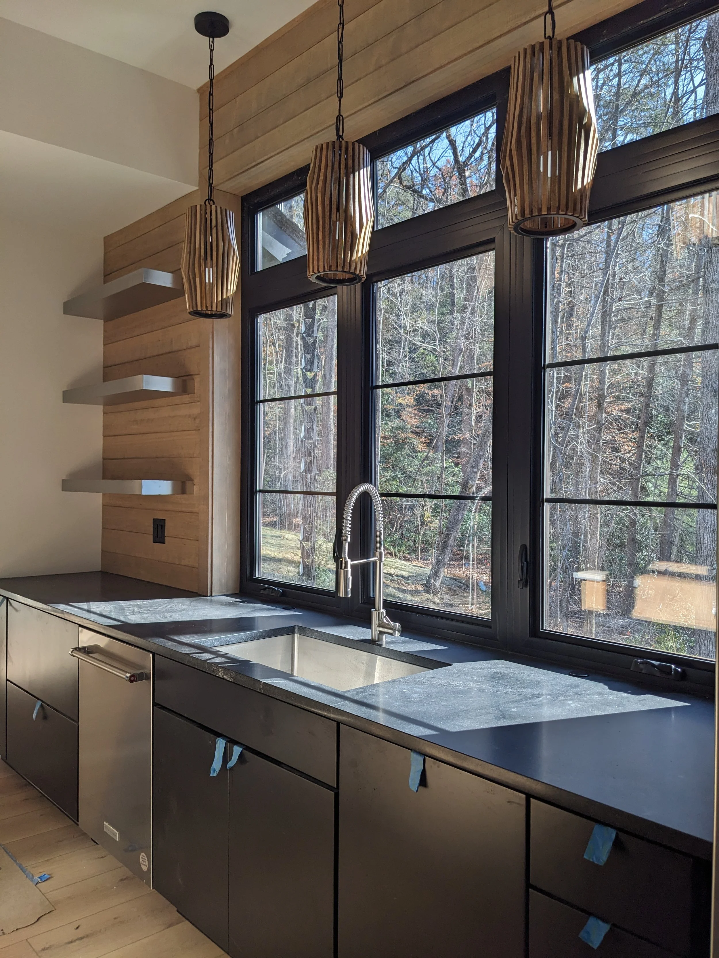 mid-century cabin kitchen