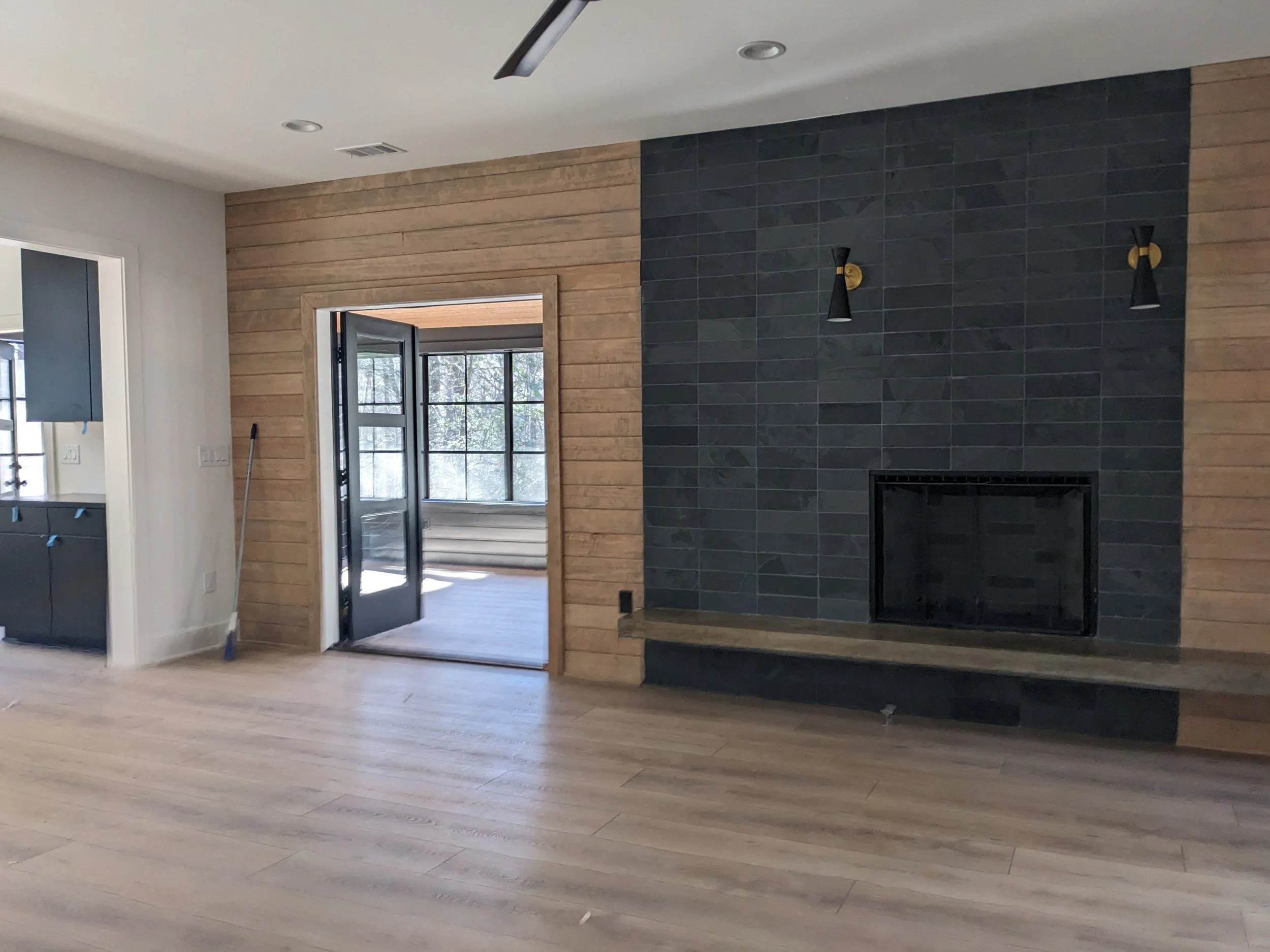 mid-century cabin living room