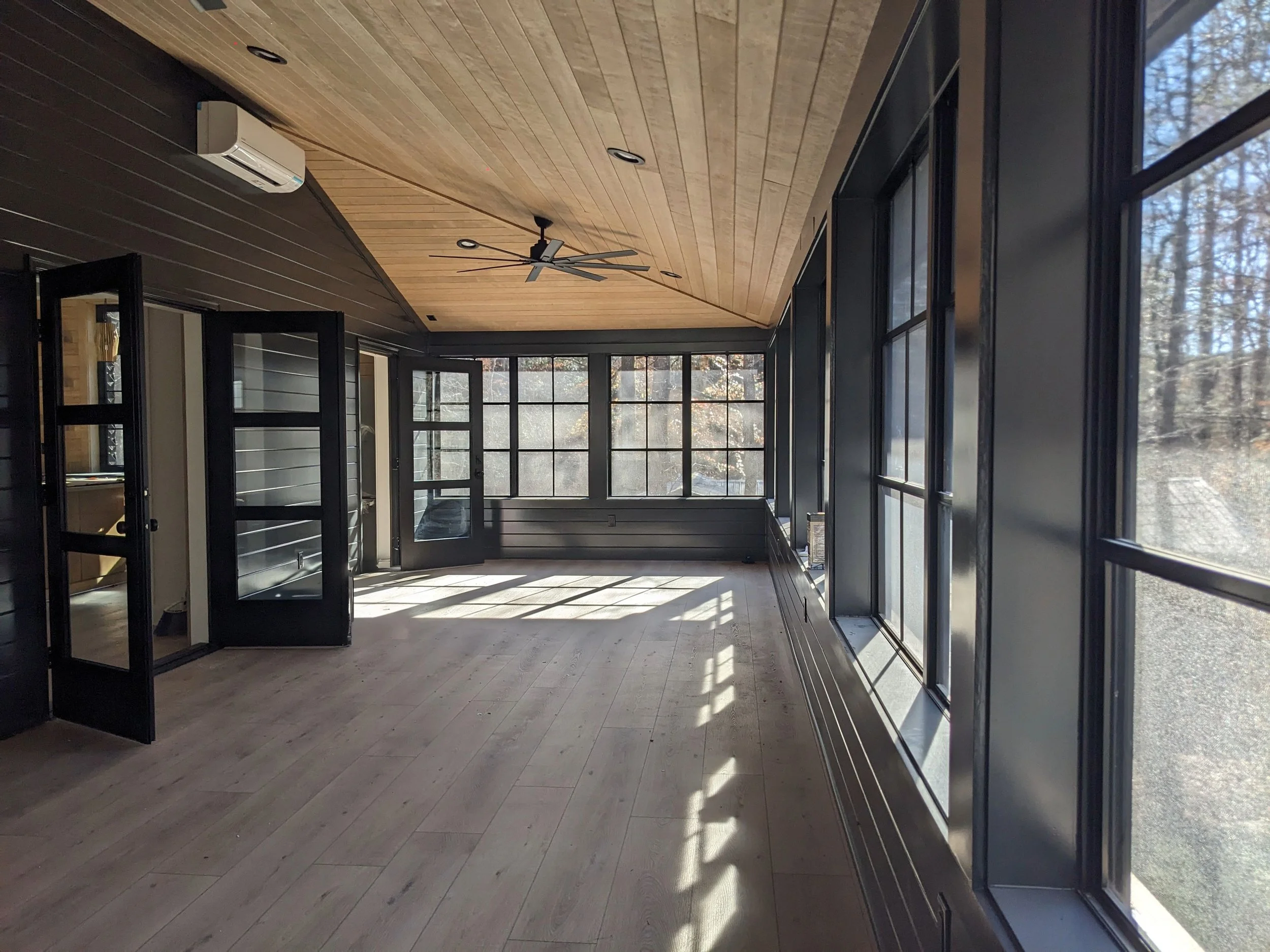 mid-century cabin porch