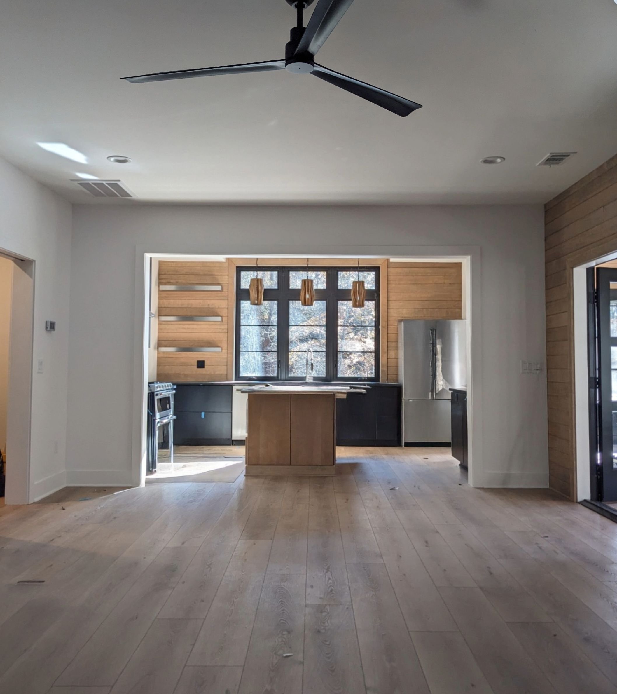 mid-century cabin living room