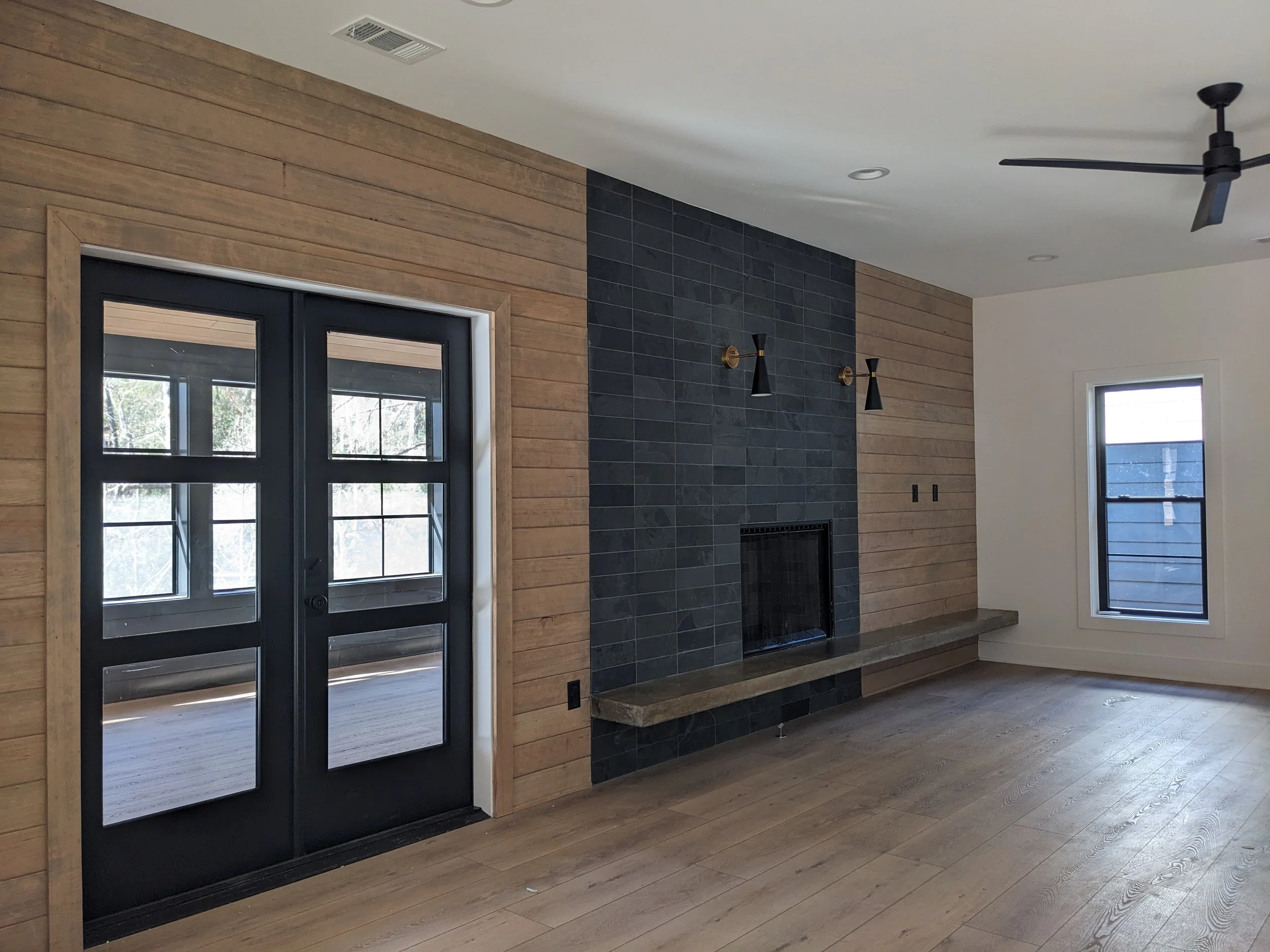 mid-century cabin living room