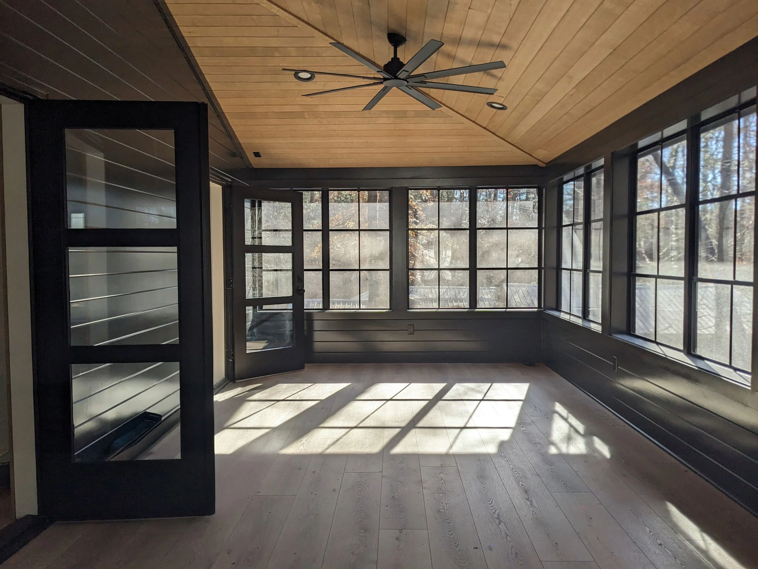 mid-century cabin porch
