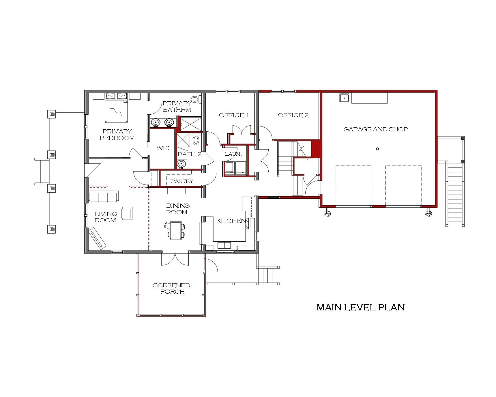 Bungalow 2 main level plan