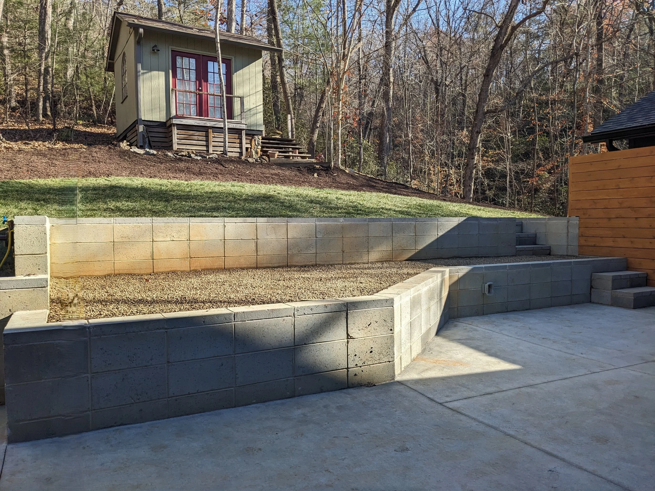 mid-century cabin patio