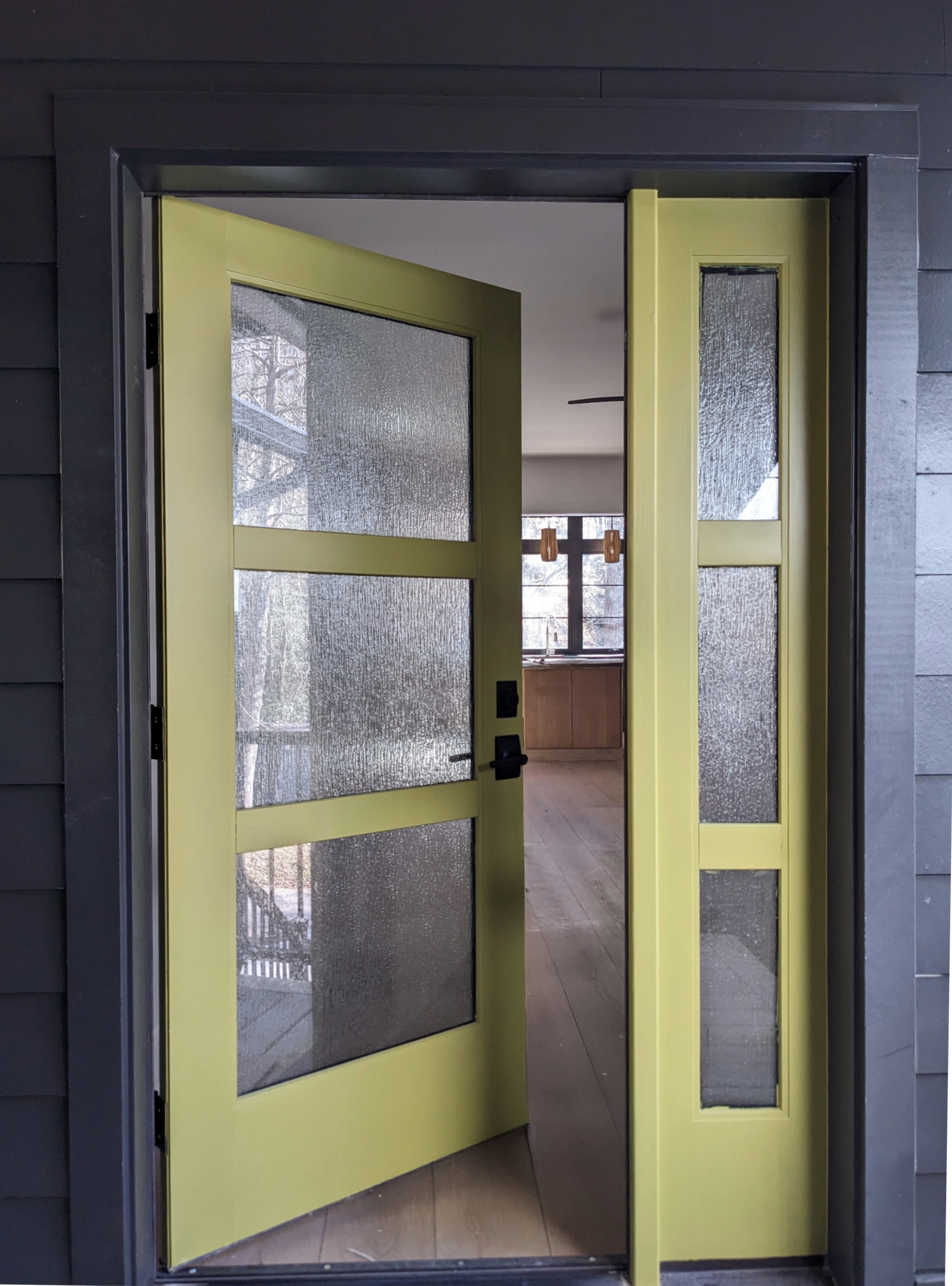 mid-century cabin front door