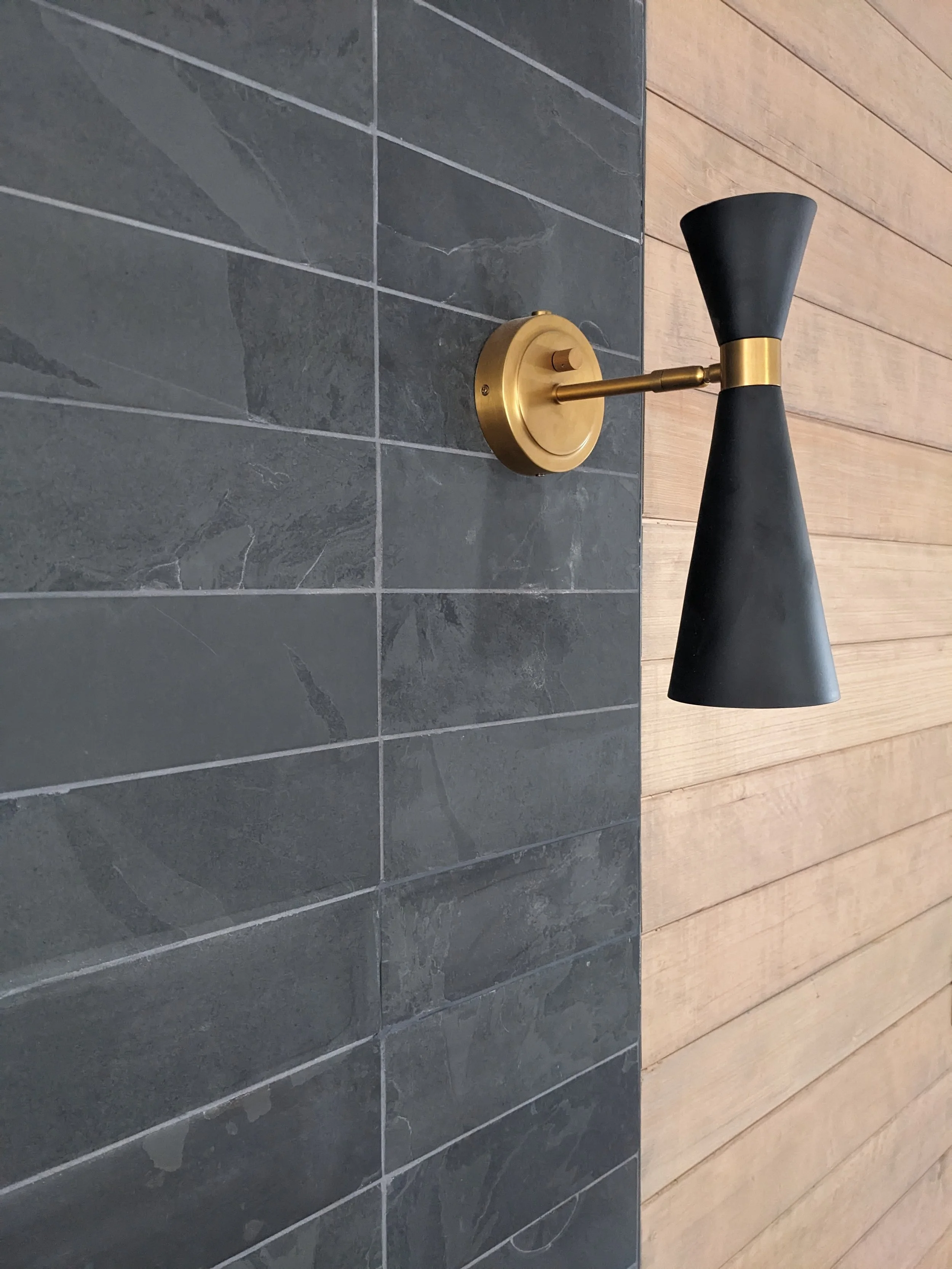 mid-century cabin fireplace