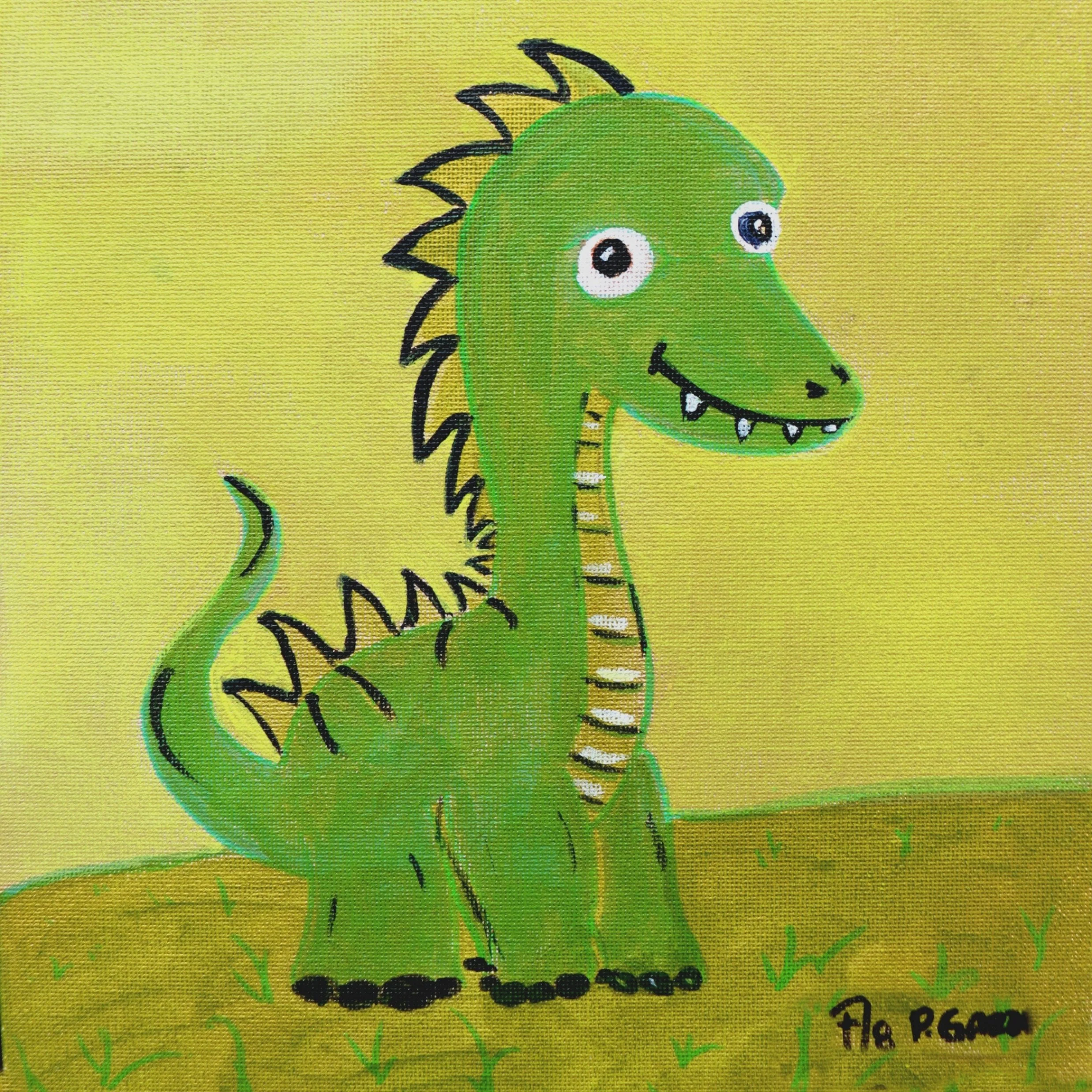 A playful friendly dragon symbolizing bravery, imagination, and lighthearted adventure, created to uplift children in medical settings in collaboration with Art2Hearts Foundation.