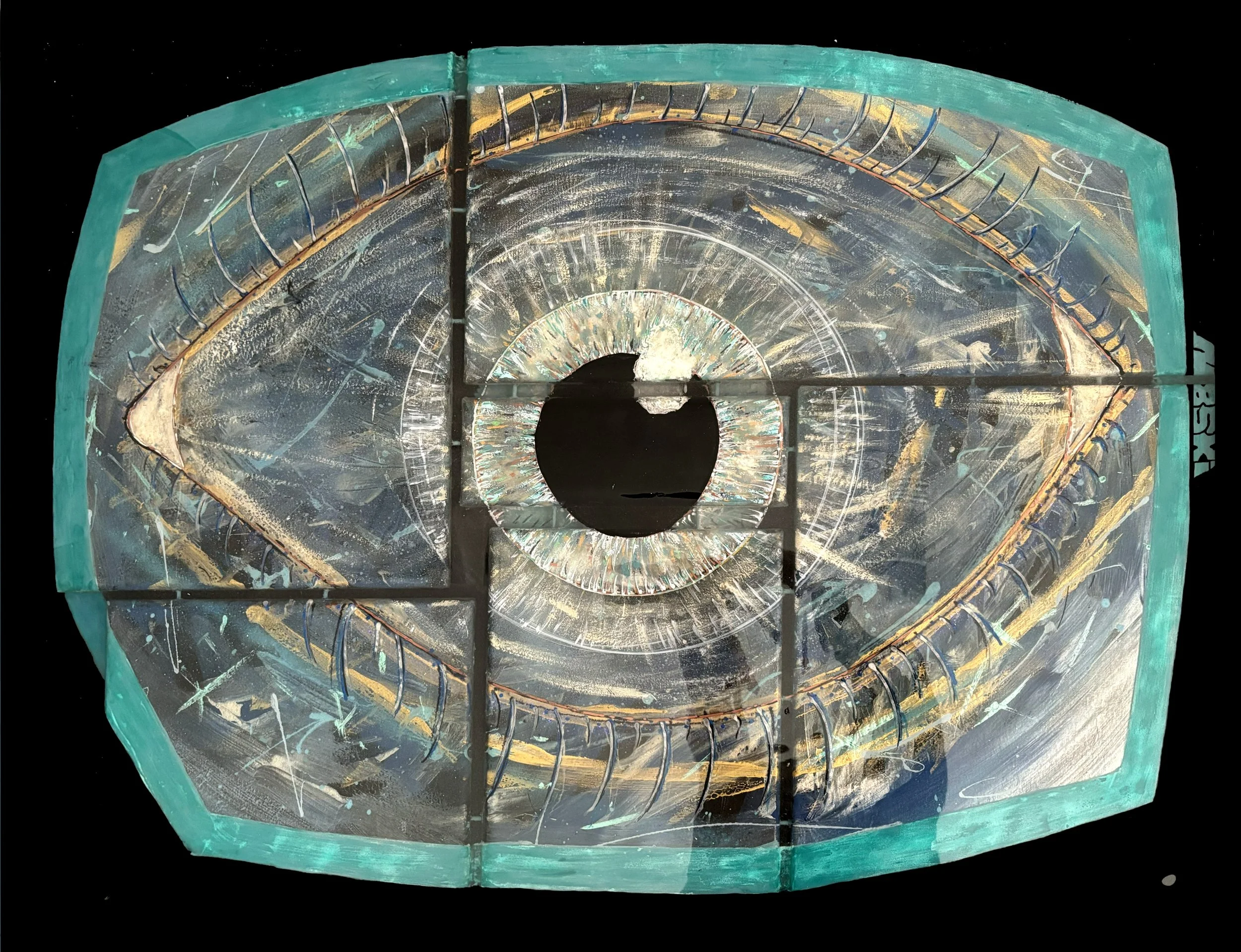 EYE's Pie II - 25.75x33 Acrylic Epoxy & Glow-in-the-Dark Media on Multiple Canvases