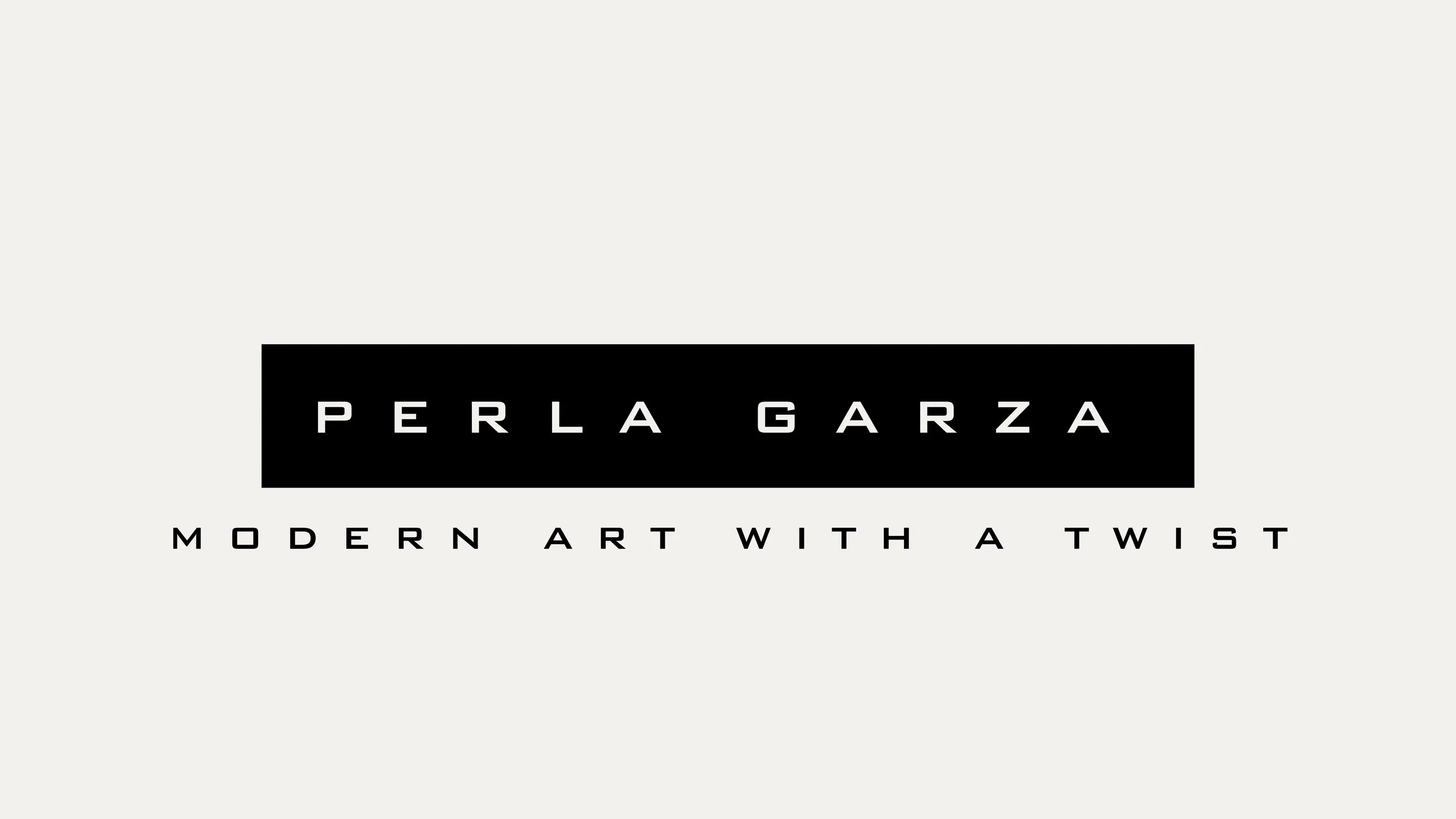 Book cover titled 'Perla Garza' with the subtitle 'Modern Art With a Twist' on a light gray background.