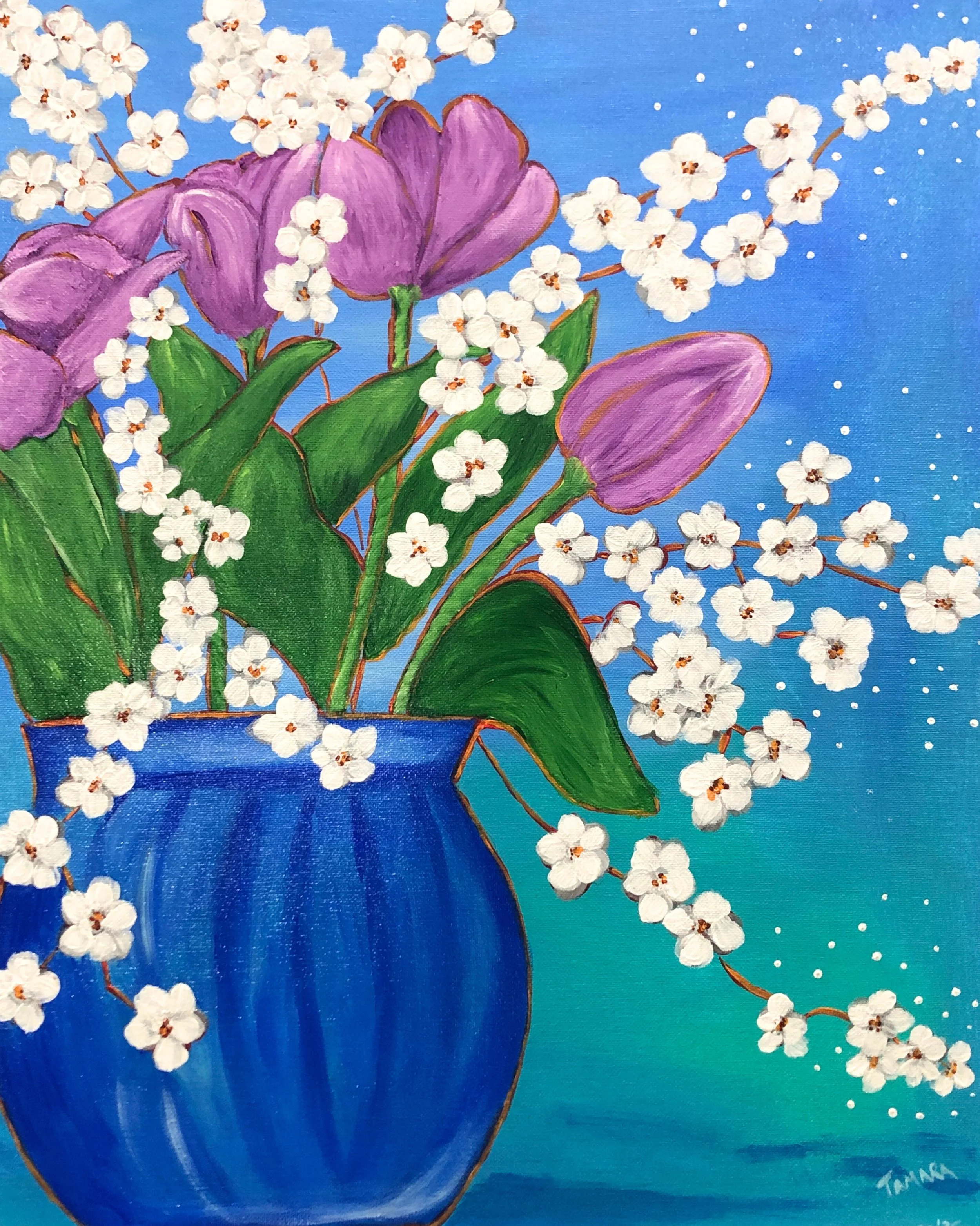 Violet Wild Flowers | 16x20 Acrylic on Canvas