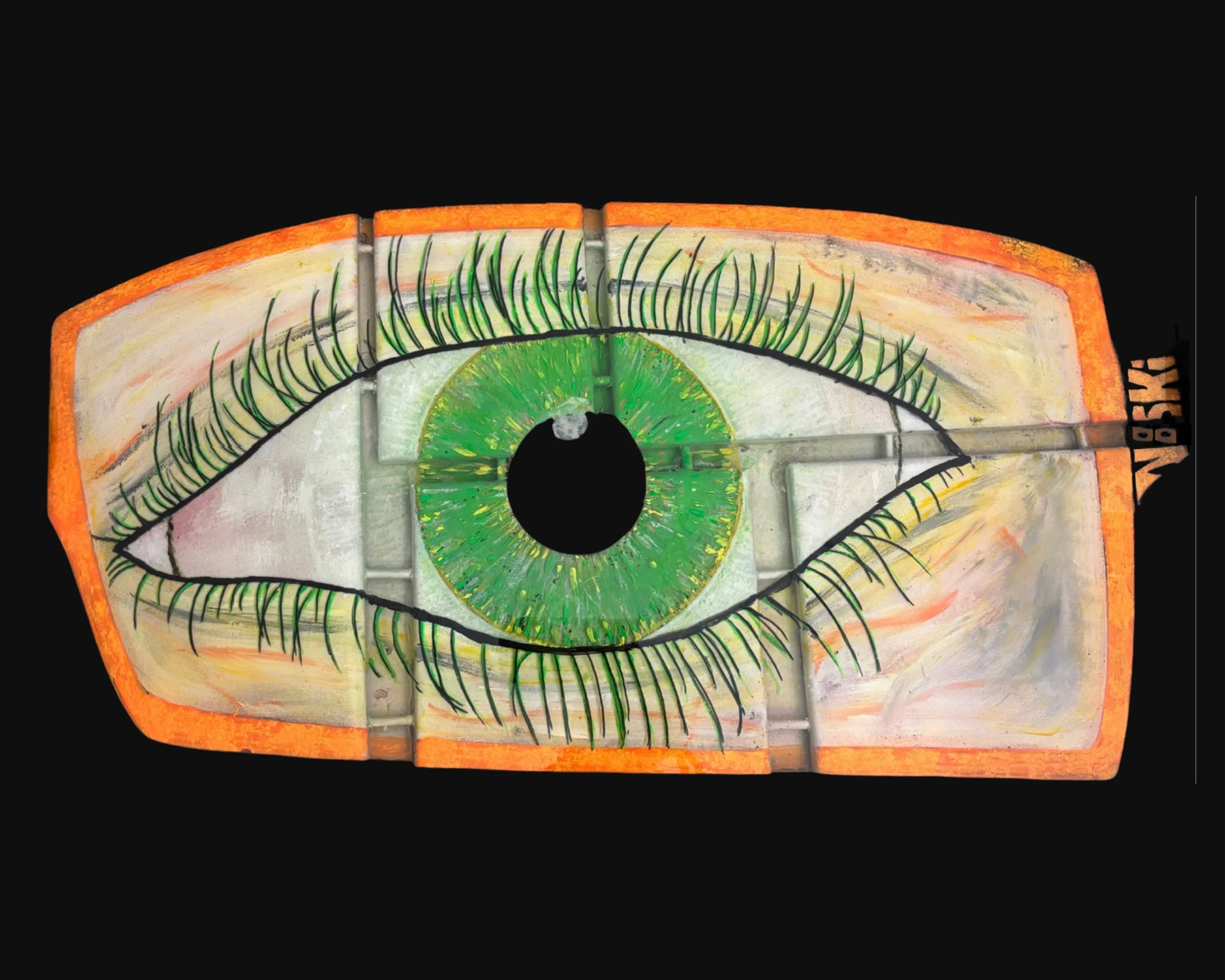 EYE's Pie II - 16x27.5 Acrylic Epoxy & Glow-in-the-Dark Media on Multiple Canvases
