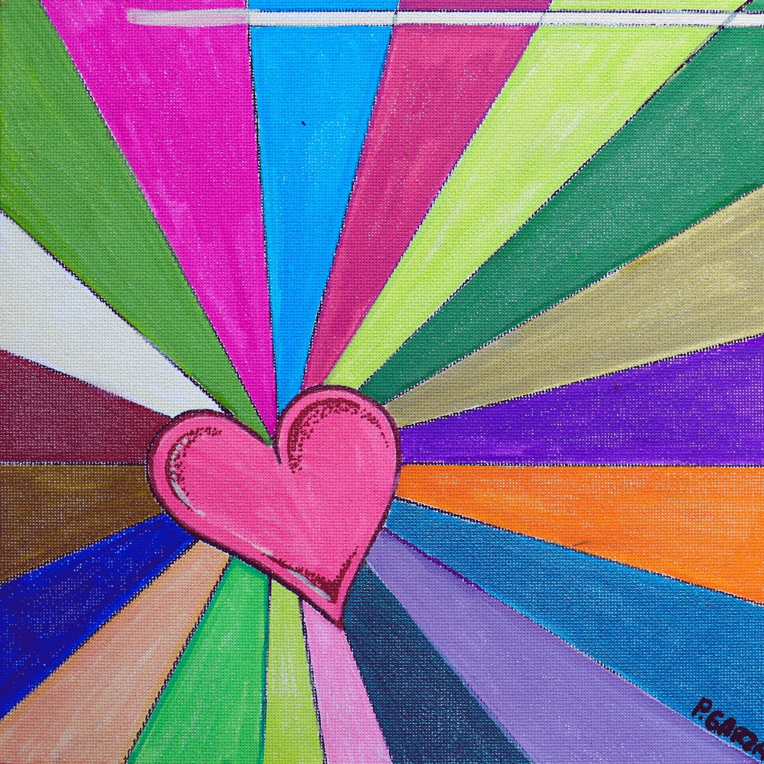 A vibrant heart surrounded by radiant colors symbolizing love, strength, and emotional support, created to uplift children in medical settings in collaboration with Art2Hearts Foundation.