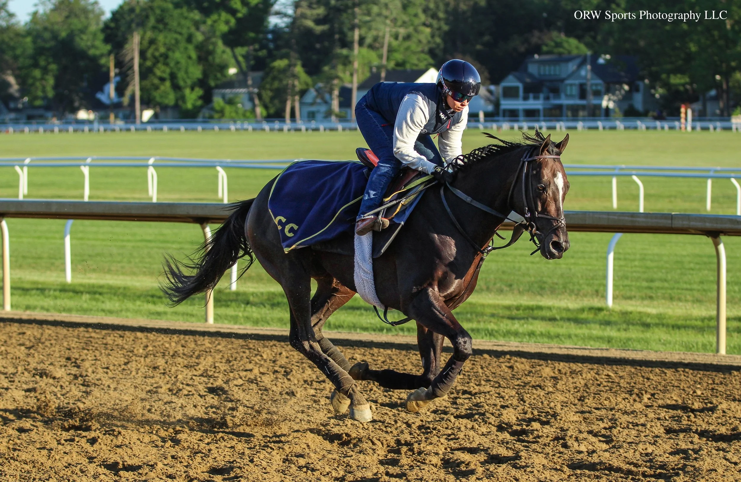 Deterministic galloping over the Oklahoma track ahead of his next start in the Grade 1 Manhattan Stakes 