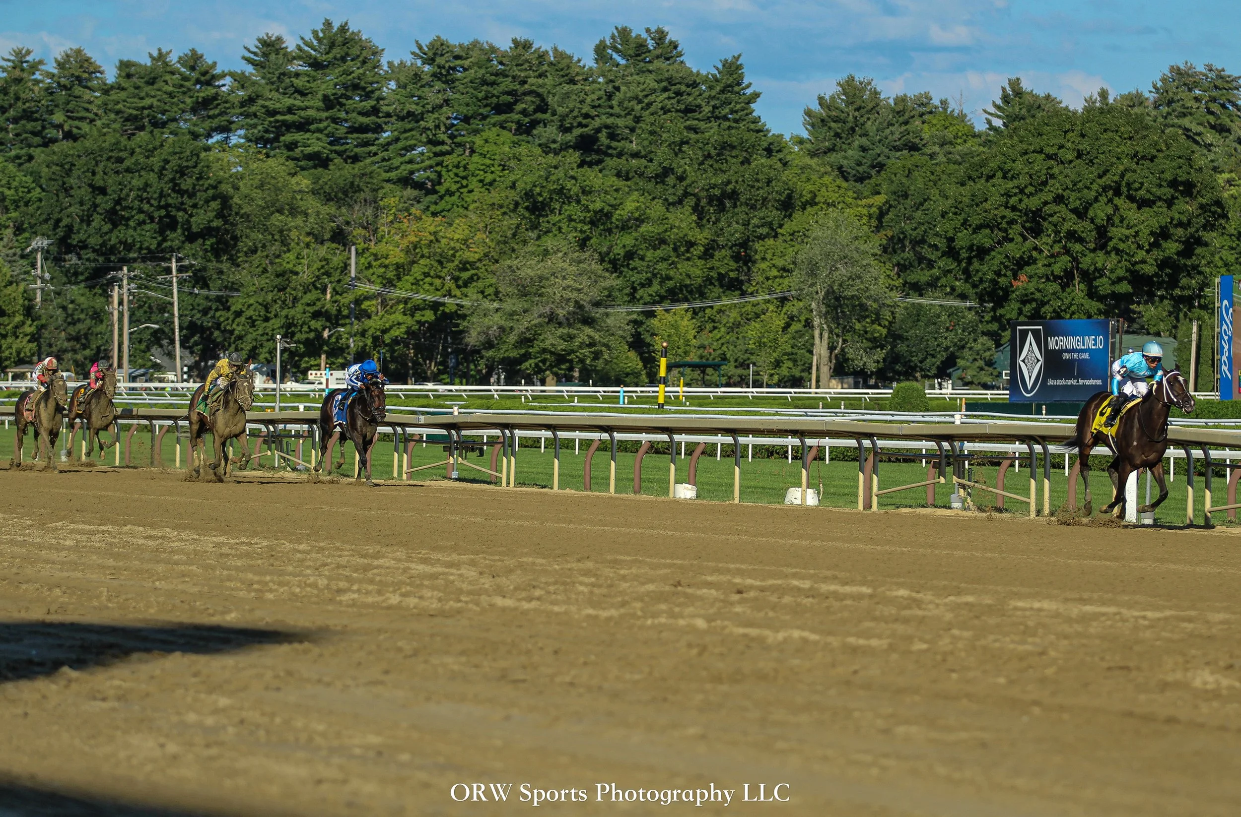 Iron Orchard dominates the Fleet Indian Stakes, reporting home twelve lengths ahead of her competition. Jose Ortiz aboard for Steve Asmussen. 
