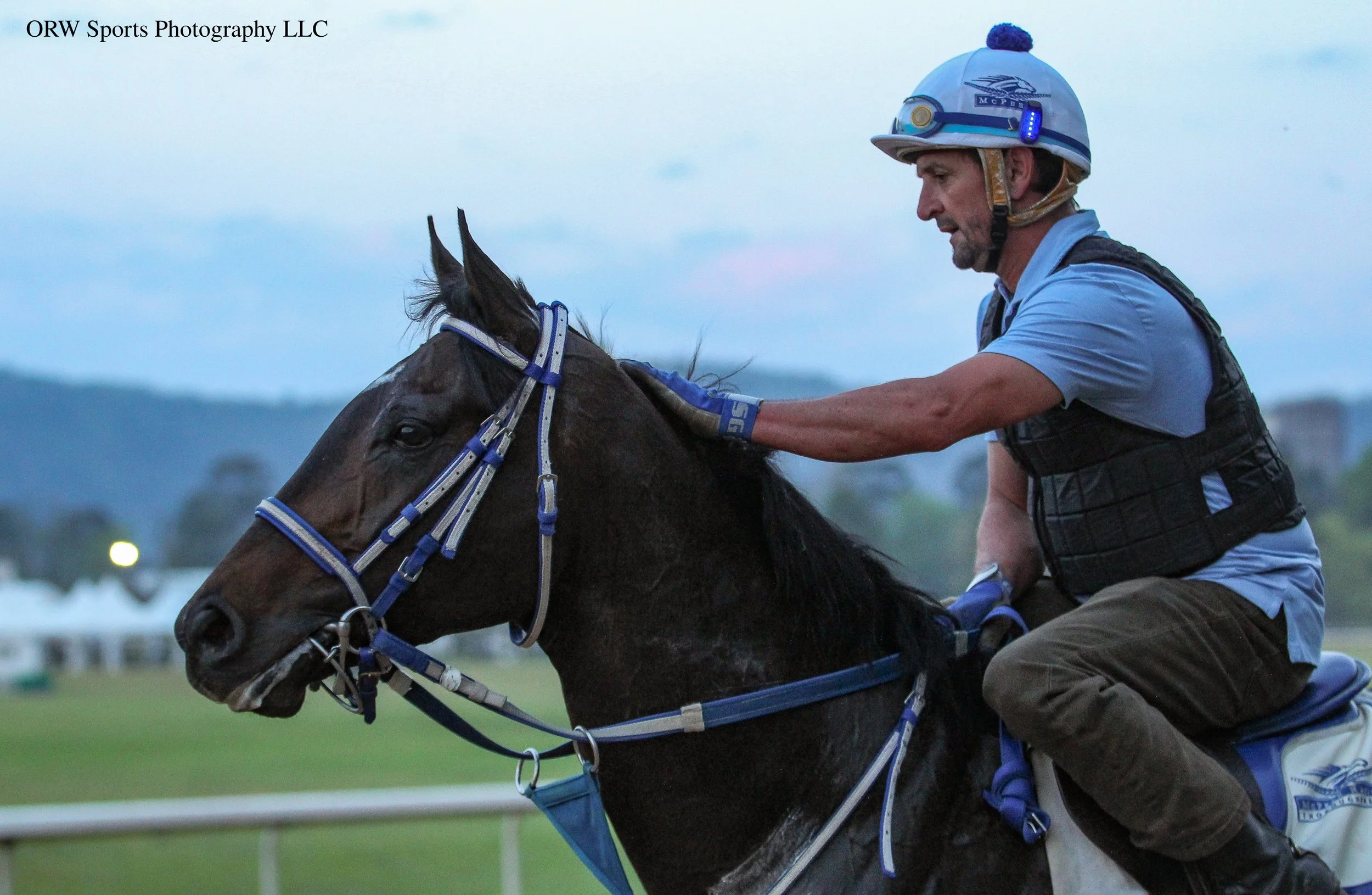 Robby Albarado aboard his Kenny McPeek trainee. 