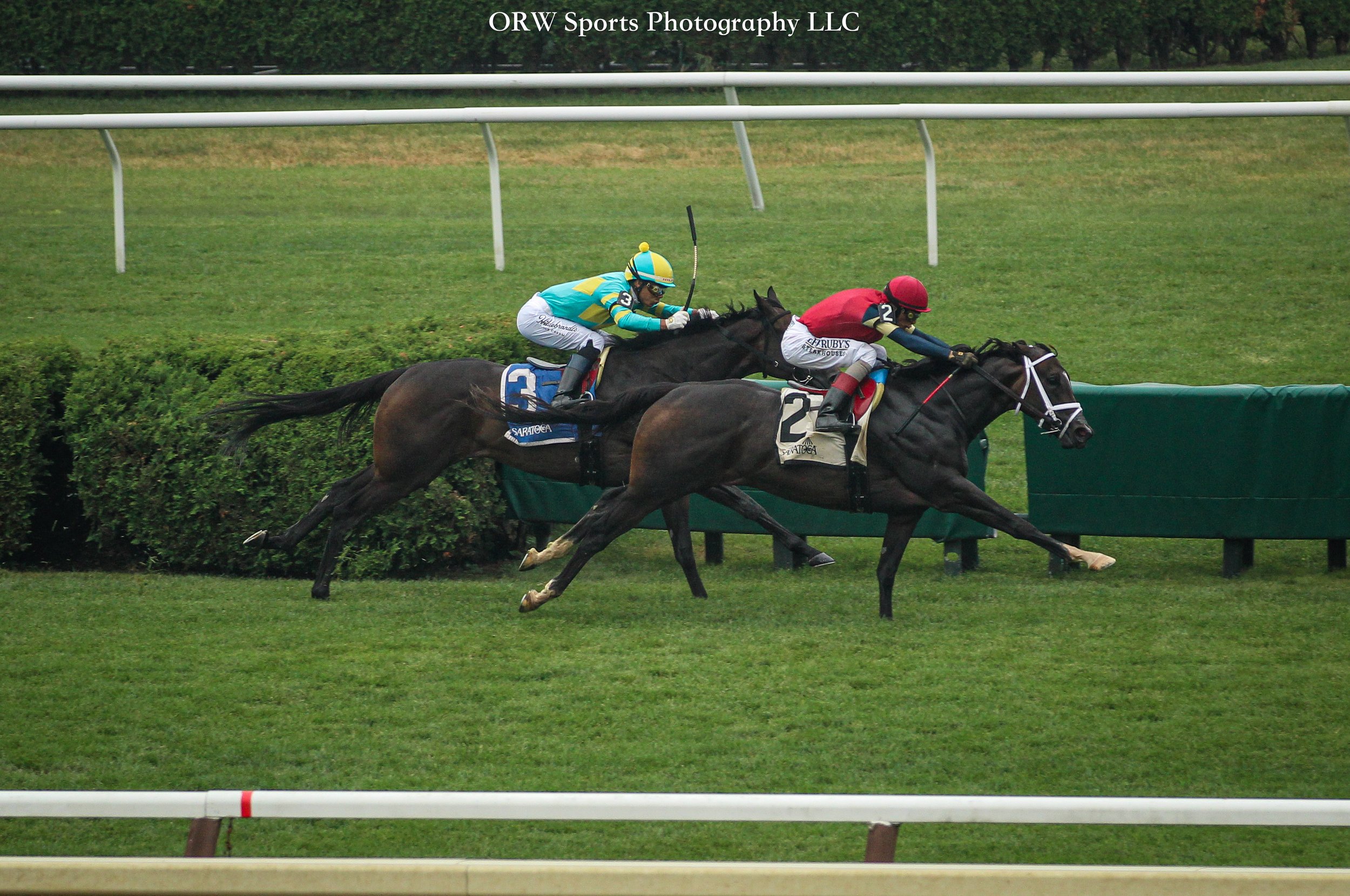Cy Fair zooms past Sapphire Beach to take the Grade 3 Coronation Cup. John Velazquez aboard for George Weaver
