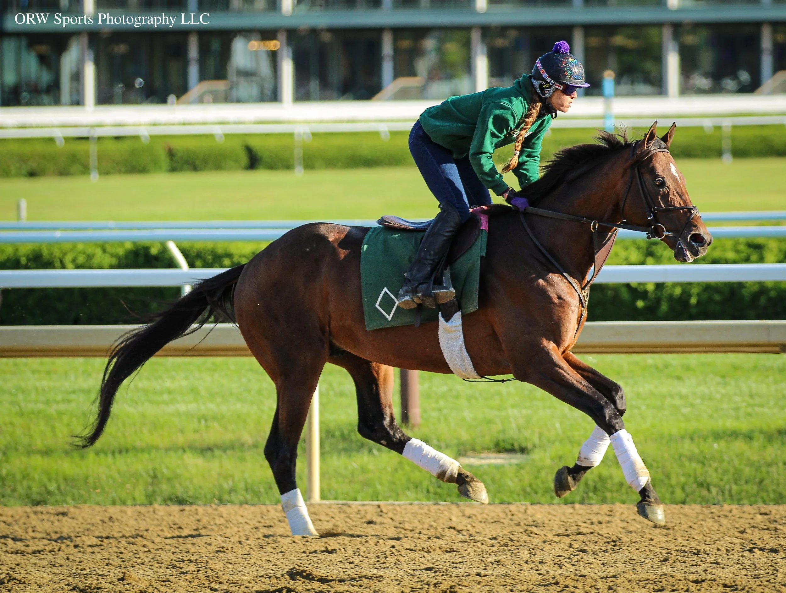 Bendoog training over the Main Trak for Bill Mott. After coming off a win at Oaklawn Park, the son of Gun Runner will be making his next start on June 5th. 