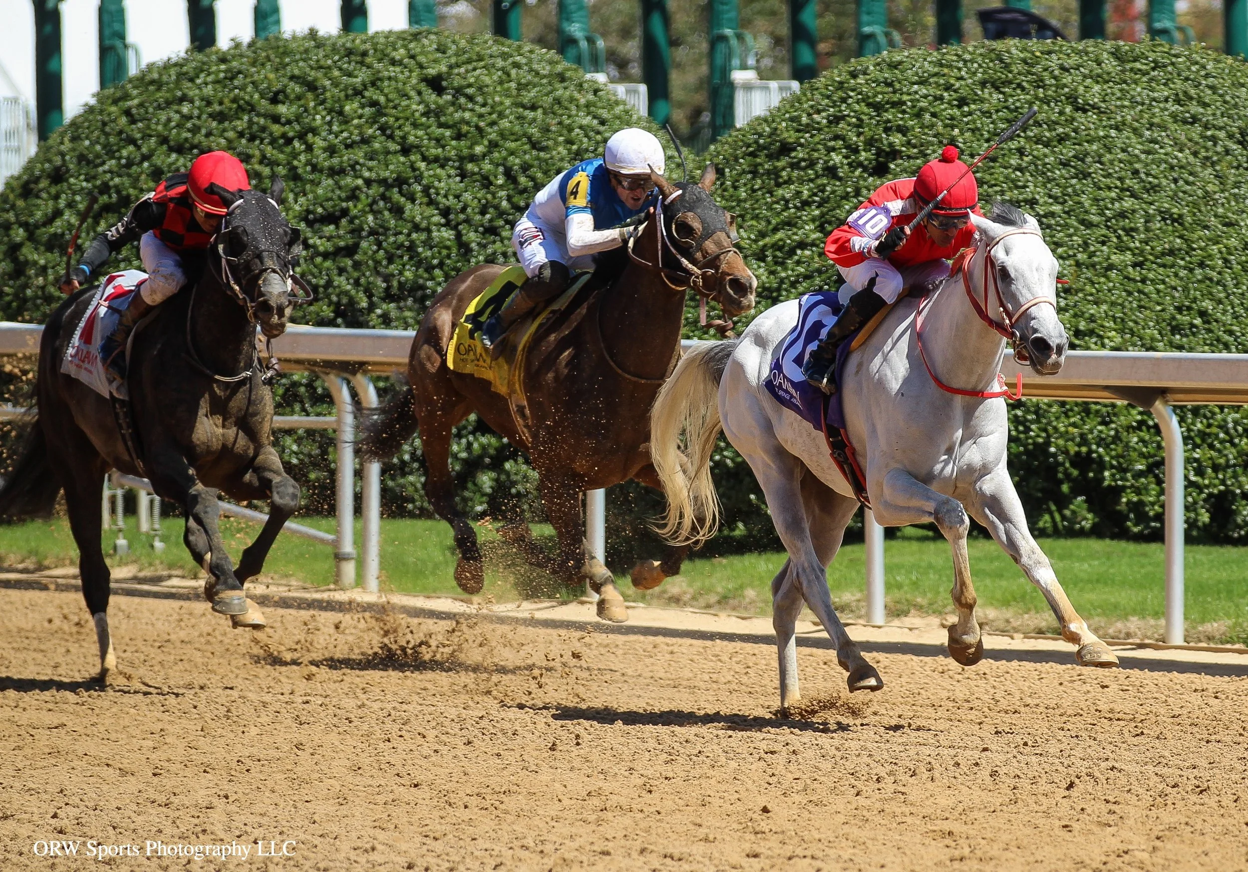 Denali Lightning leads from Mr Fahrenheit and Gimme a Chance to pull off the upset at 39-1 