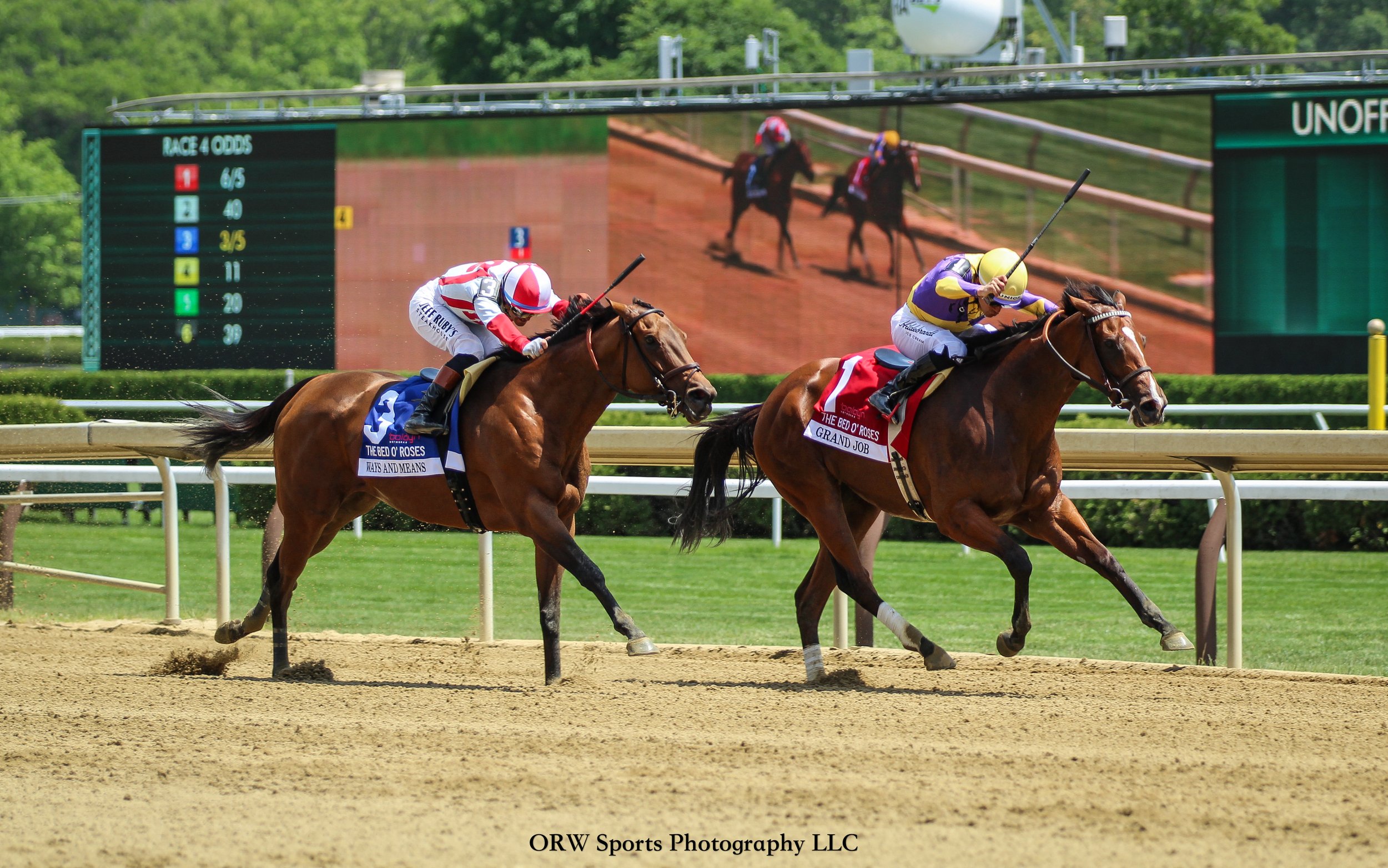 Ways and Means looks to run down Grand Job in the Grade 2 Bed o' Rose Stakes. She's aiming for a repeat victory. 