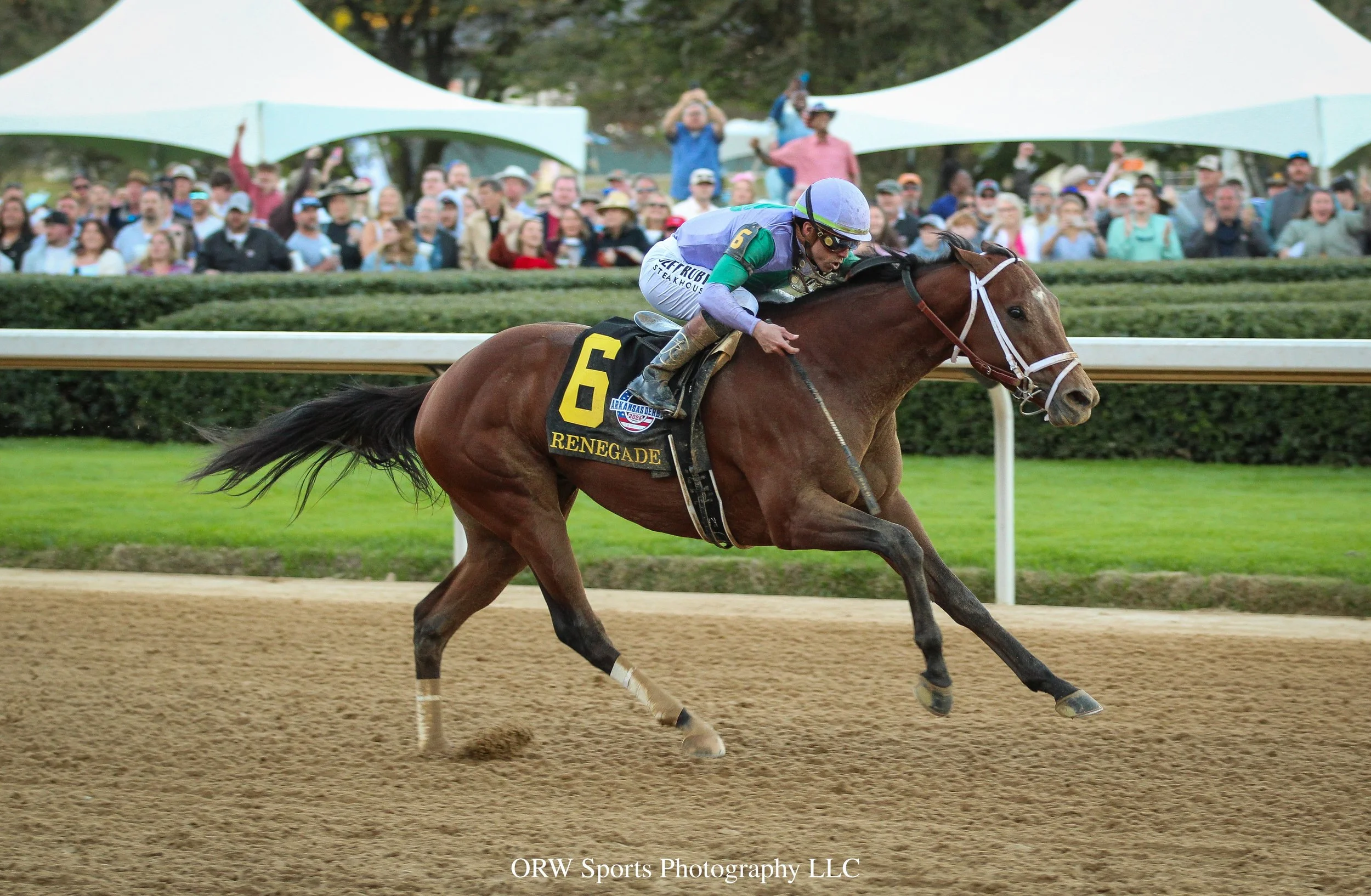 Renegade and Irad Ortiz Jr win the Grade 1 Arkansas Derby. 