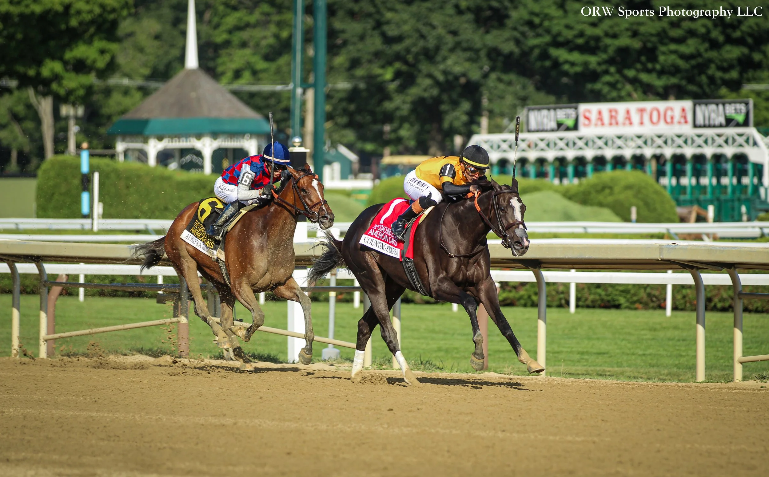 Counting Stars goes by Always a Runner to take back to back Grade 1's in the Coaching Club American Oaks. 