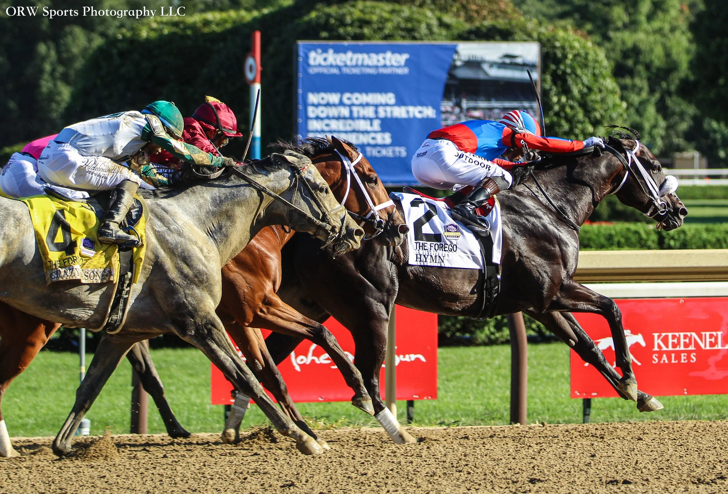 Hymn takes the Forego for trainer Ron Moquett. 