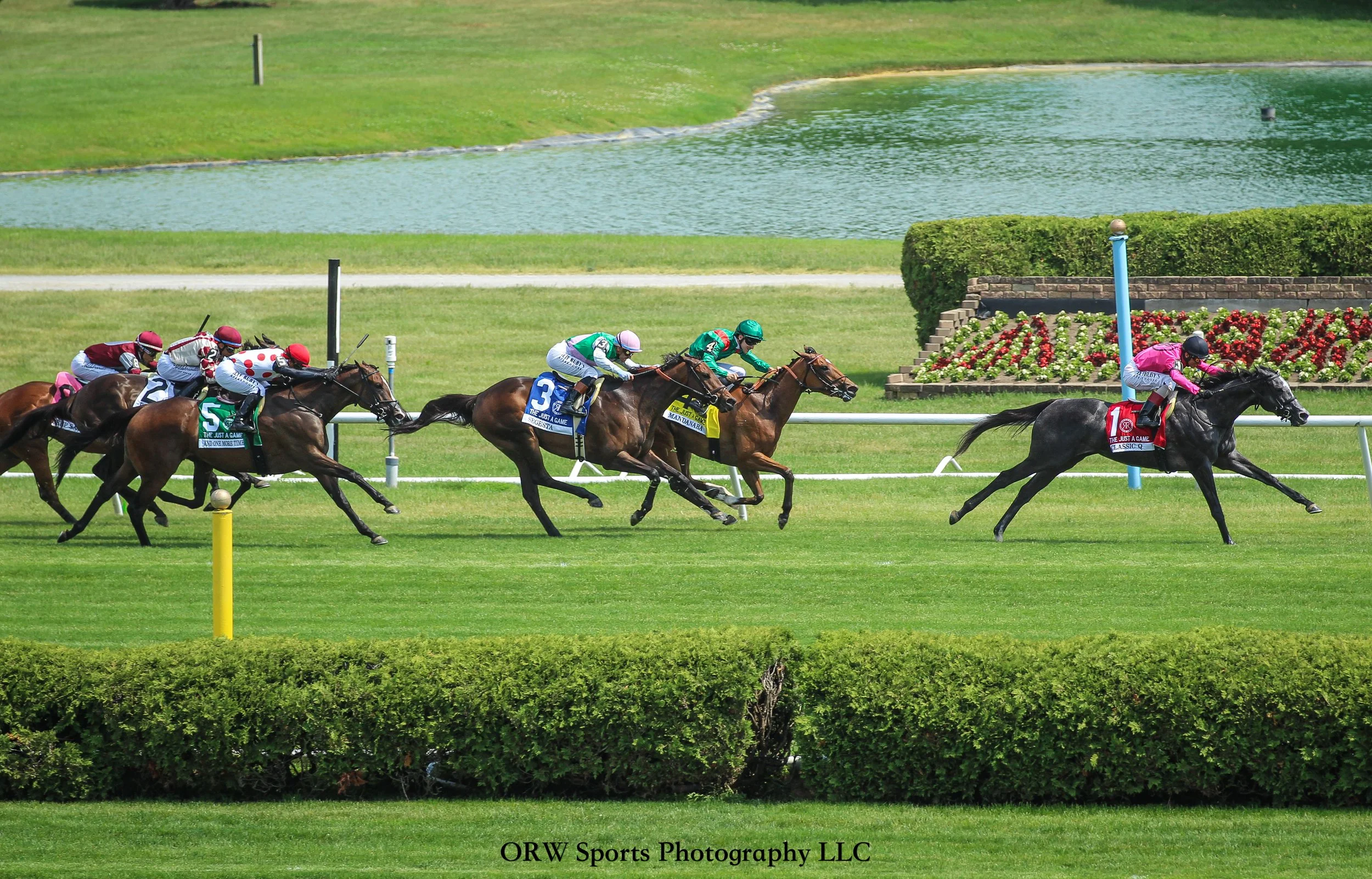 Classic Q wins the Grade 1 Just a Game Stakes.  John Velazquez aboard for Mark Casse. 