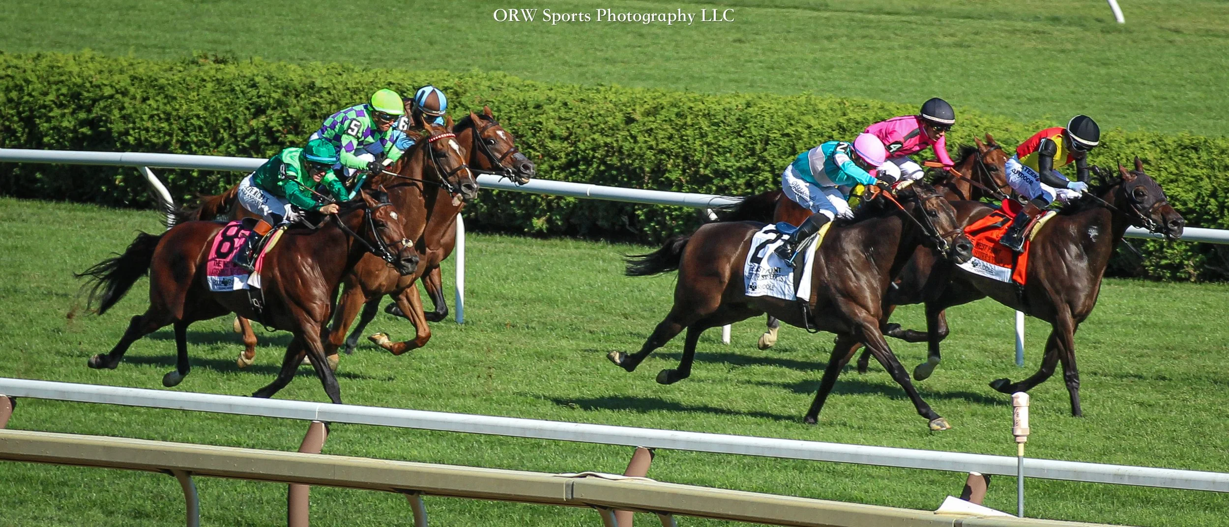 Spirit of St. Louis (white towel) takes the West Point Stakes for trainer Chad Brown 