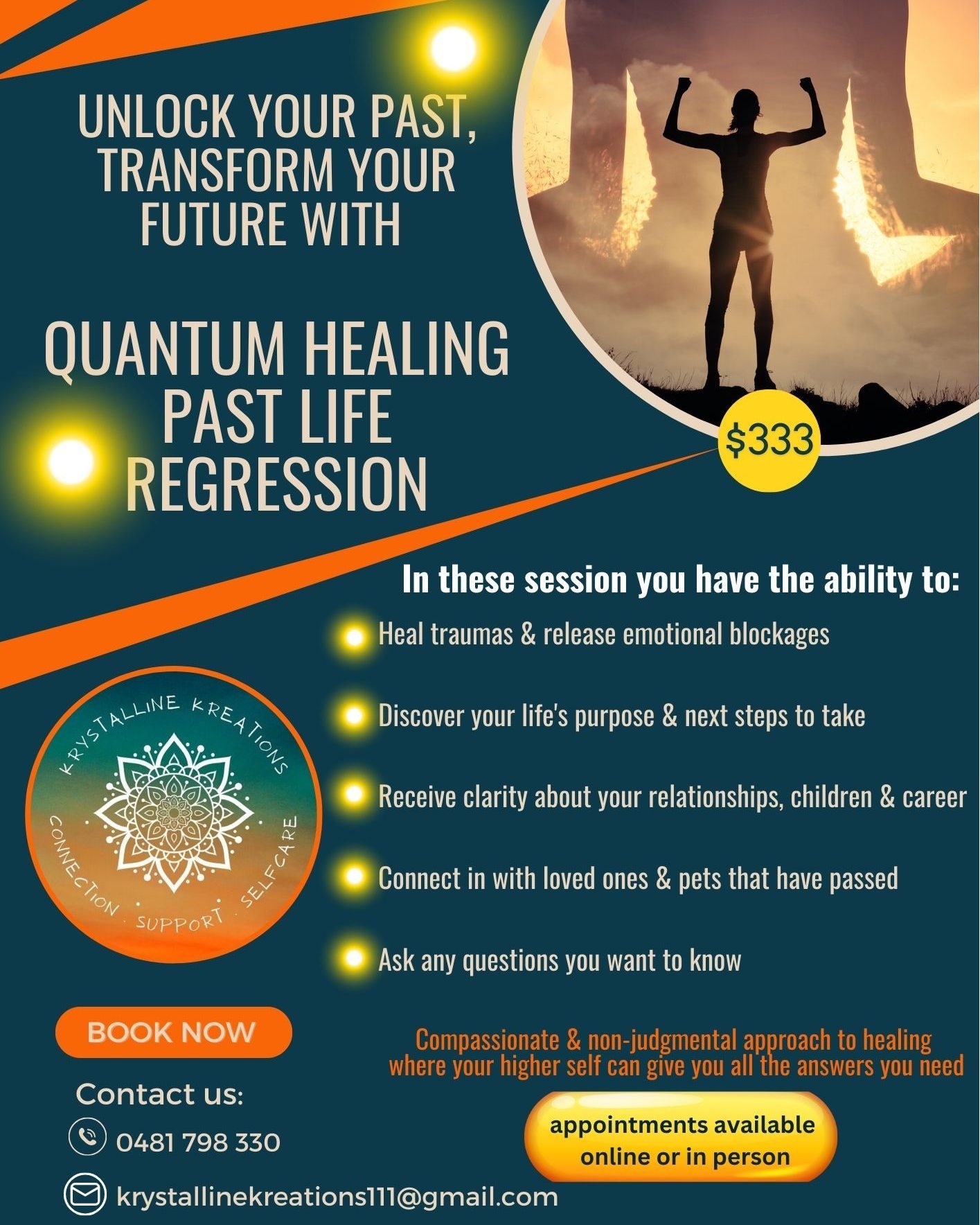 ✨Do you or someone you love need some healing right now? ✨

Quantum Healing Past Life Regression is a therapeutic technique that helps people access not only memories and experiences from their past lives but can help heal:

* traumas, (including chi
