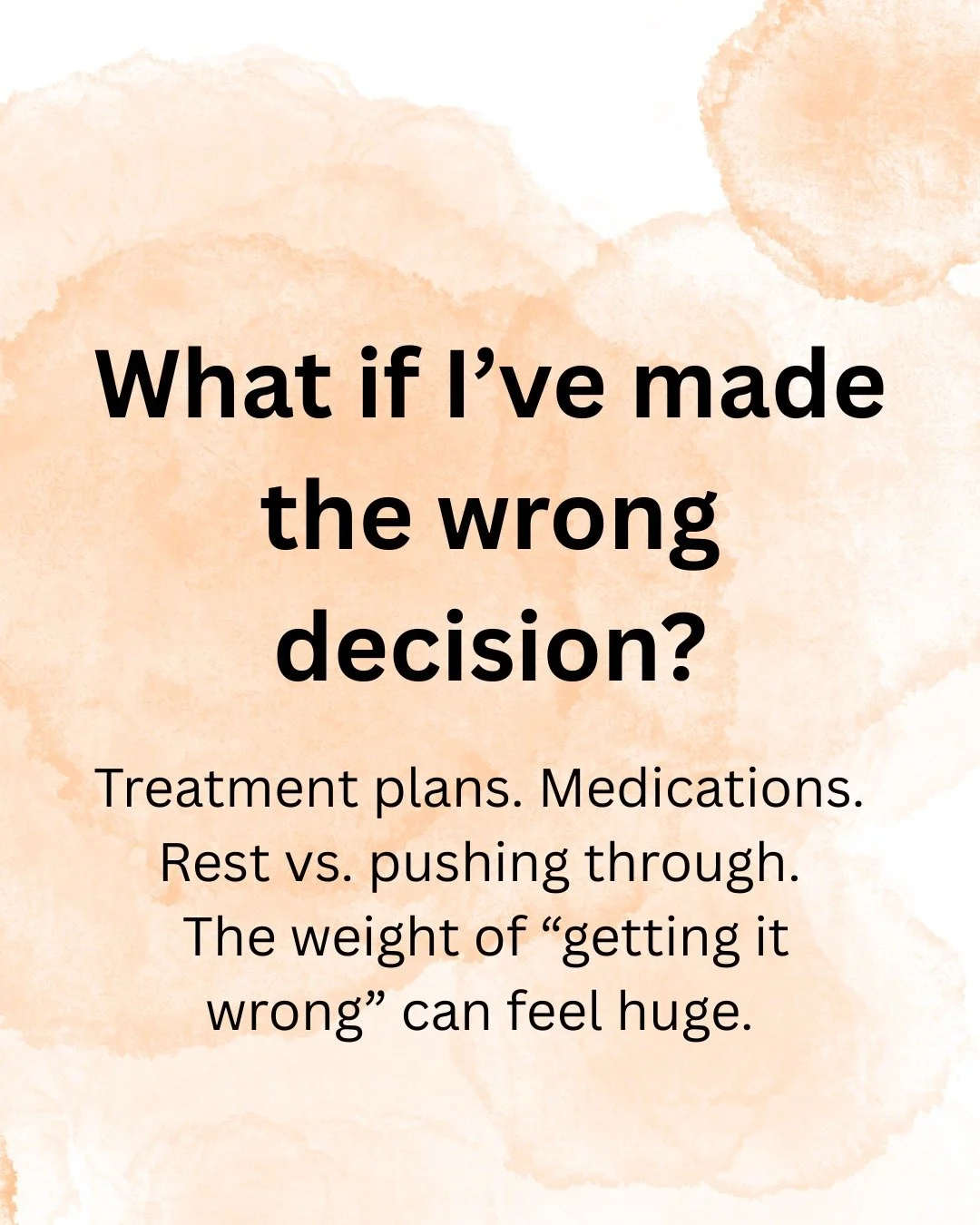 ✨ What if I&rsquo;ve made the wrong decision about my health?

Living with chronic illness often makes every choice feel high stakes. Should I try that treatment? Rest today or push through? It&rsquo;s easy to get stuck replaying what we should have 