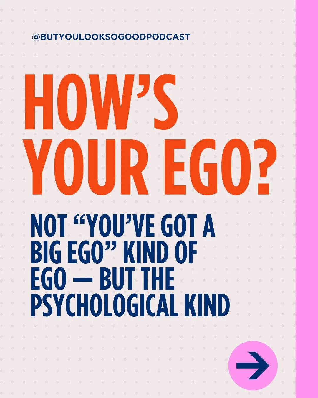 Ego? It&rsquo;s Not What You Think.

We&rsquo;re not talking about having a big ego.
We&rsquo;re talking about the psychological ego &mdash; the part of you that helps shape your identity, control, and sense of self in the world.

It&rsquo;s the bit 