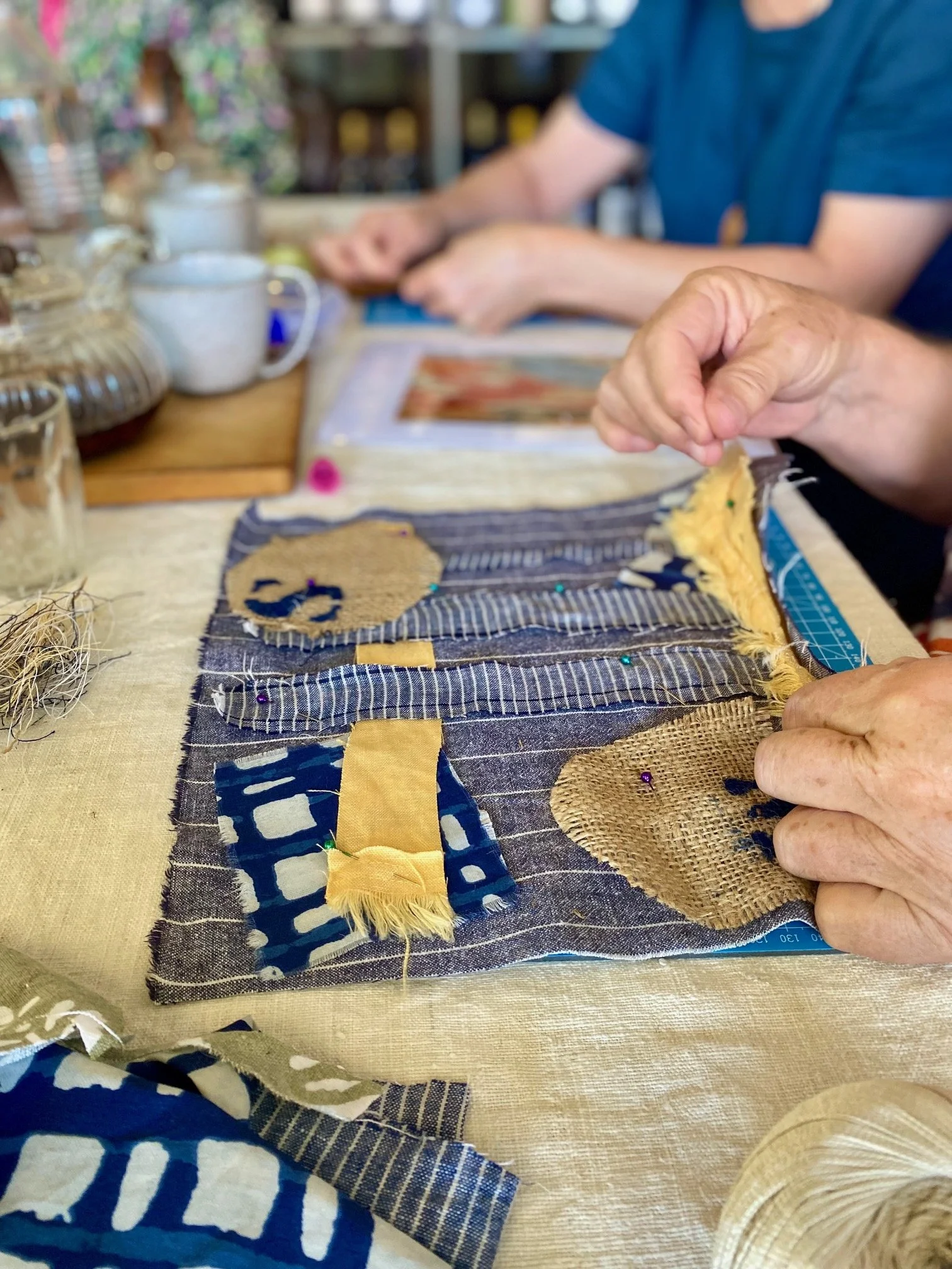 Students in the Cloth Collage Workshop