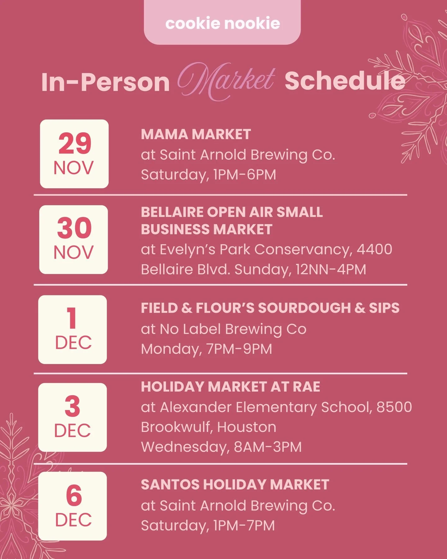Your December just got extra ✨ snack-tastic ✨ because Cookie Nookie is outside allll month long! 🎄

Here&rsquo;s where you can find us for the holidays.👆
If you&rsquo;ve been craving your favorite Gourmet Snack Mix flavors or planning to gift them 
