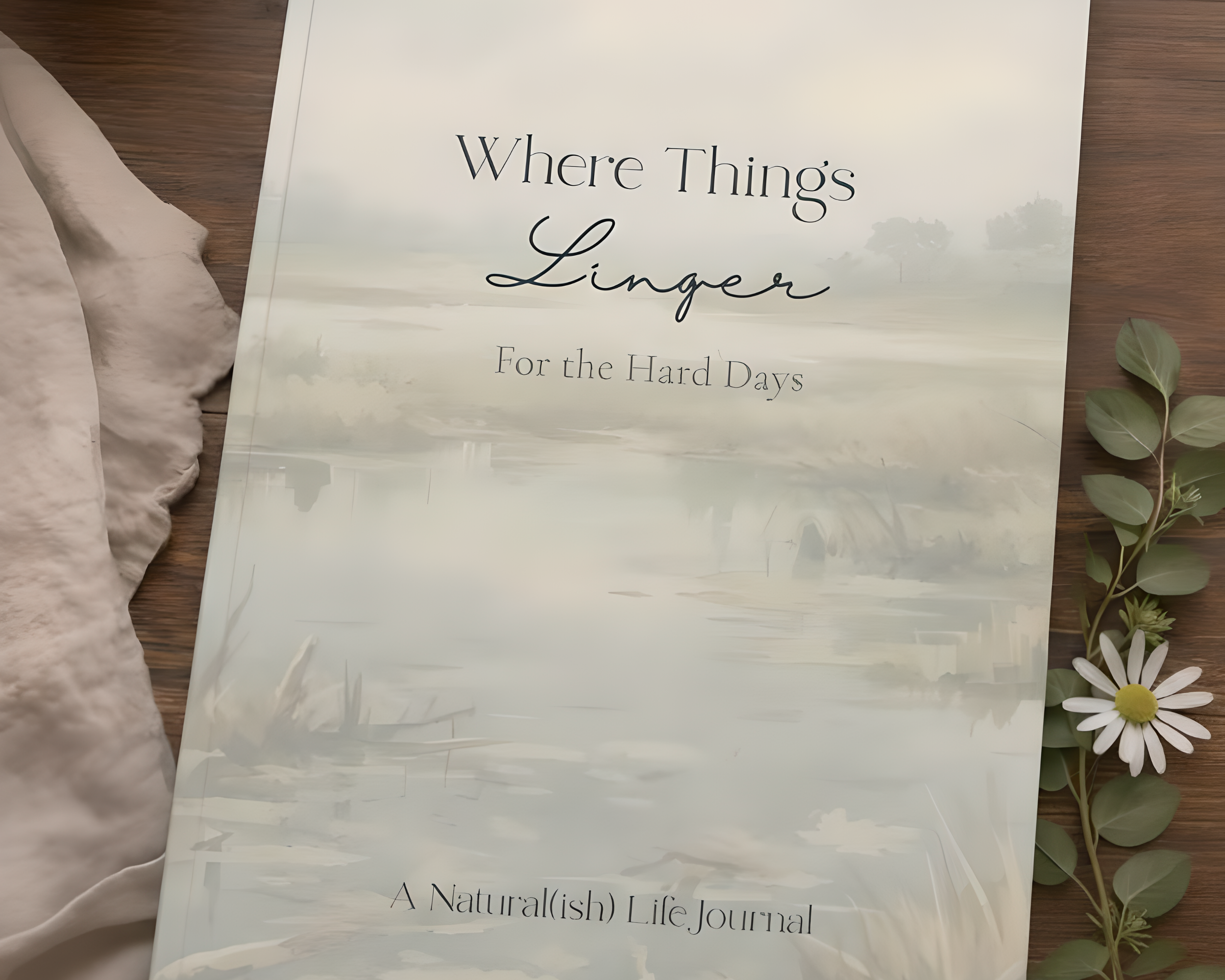 Where things Linger journal - sitting on a desk.  A perfect journal for mother's trying to release what they have been holding on to.