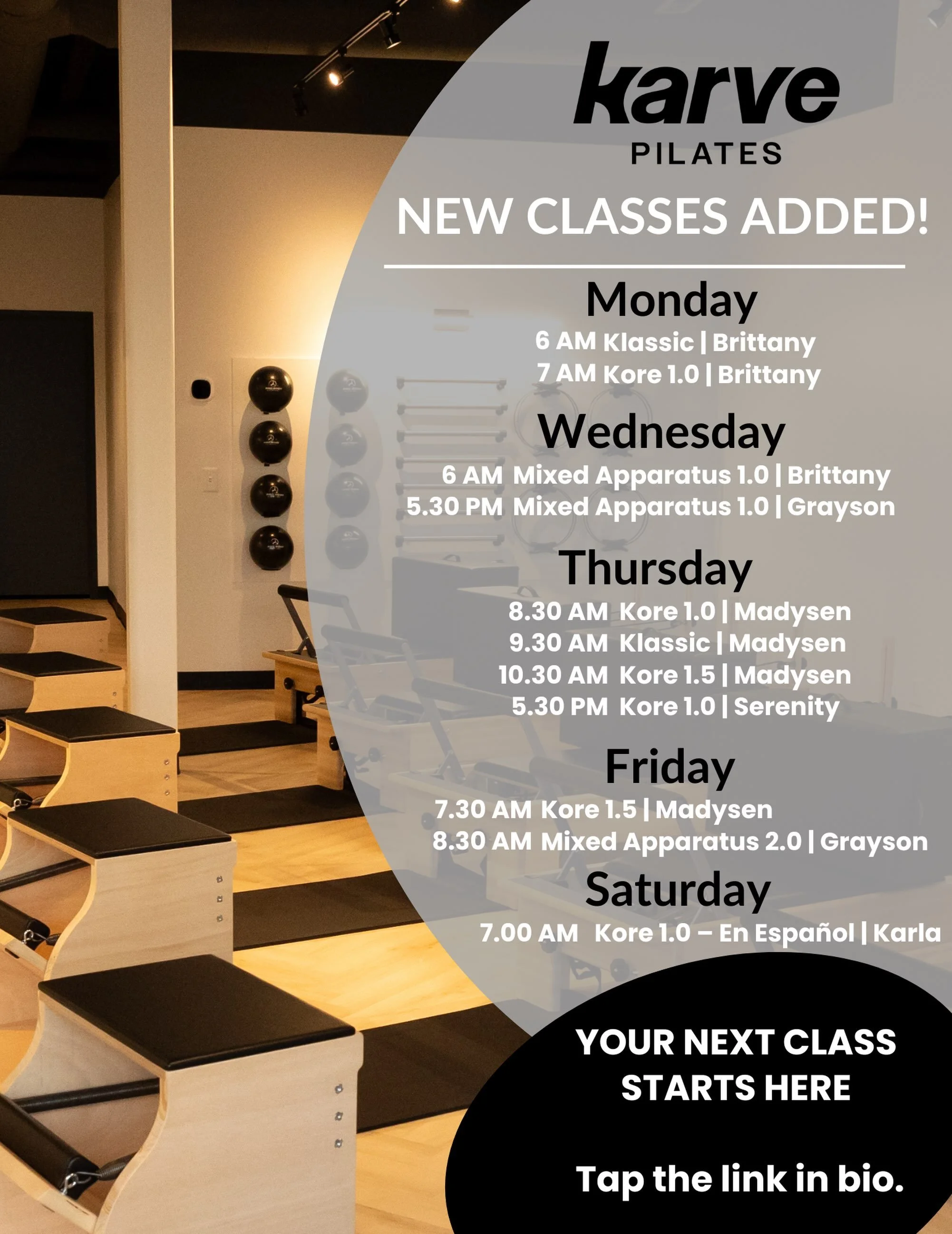 🚨 NEW CLASS ALERT🚨

Our schedule is growing! 🤩 We&rsquo;ve added even more opportunities to get into the studio, move with us and find a class time that works for your routine.

🌅 Early bird? We&rsquo;ve added more 6:00 + 7:00 AM options

☀️ Mid-