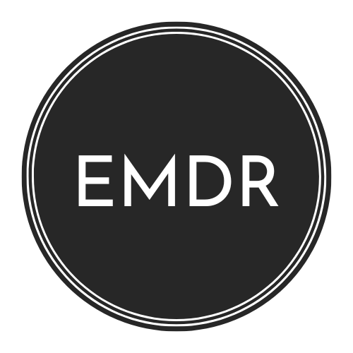 Black logo with the letters EMDR.