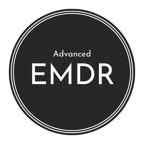 Black logo with the words advanced EMDR.