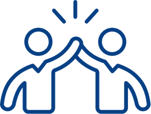 An illustration of two people giving each other a high-five with a burst of lines above their hands.