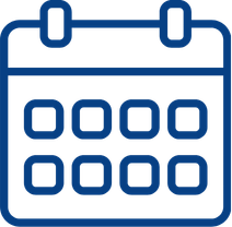 Icon of a calendar with six rows of dates